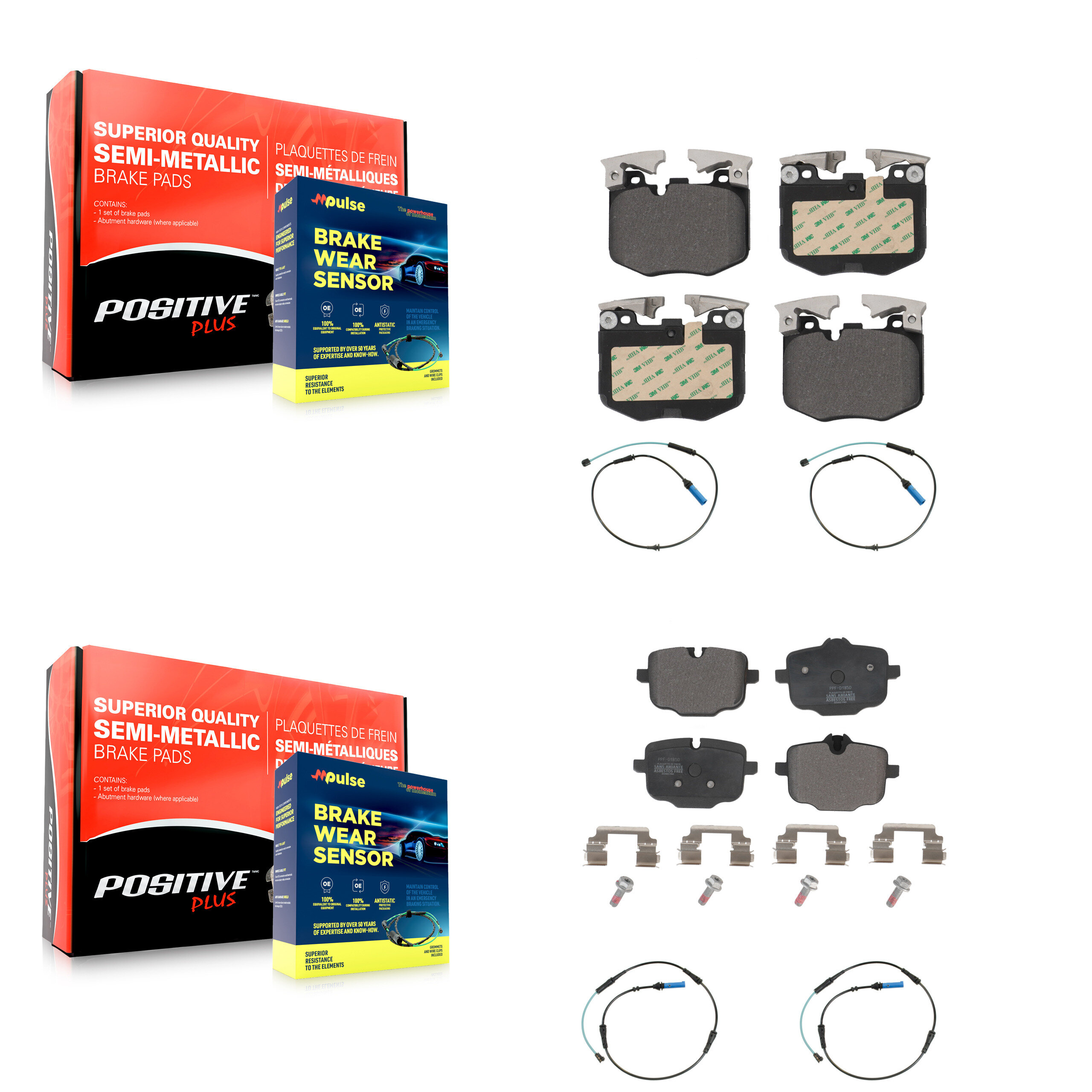 Positive Plus - KPW-100394 - Front and Rear Disc Brake Pad Kits