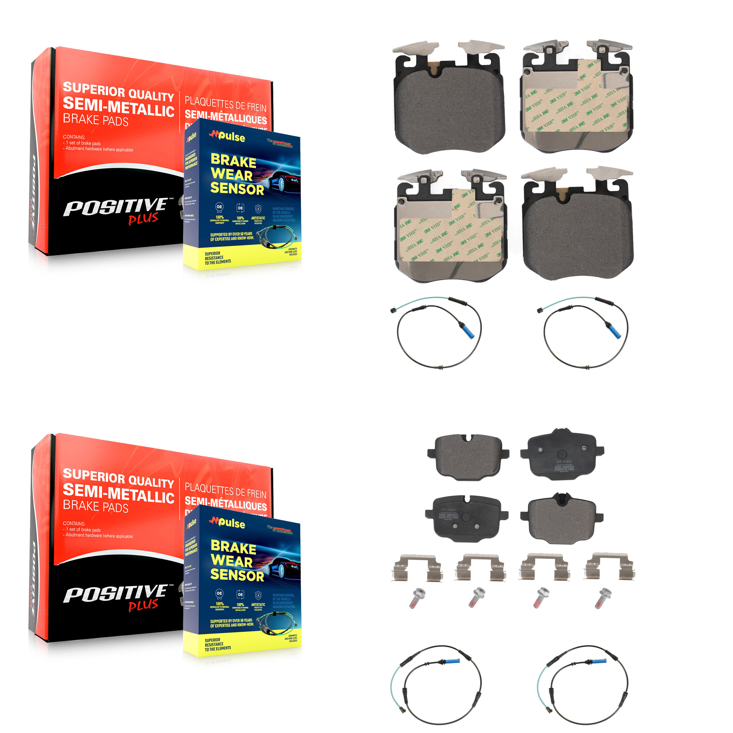 Positive Plus - KPW-100395 - Front and Rear Disc Brake Pad Kits