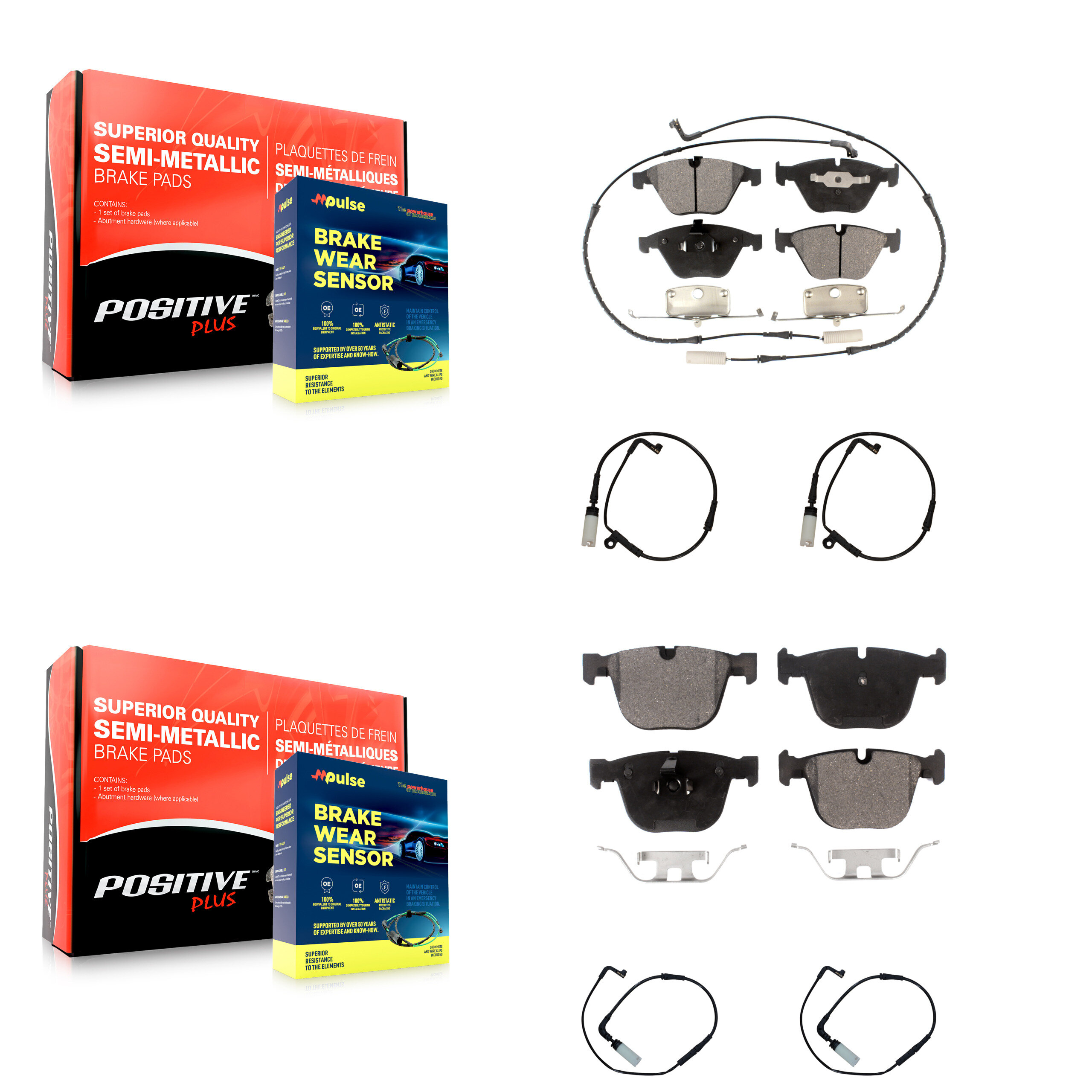 Positive Plus - KPW-100429 - Front and Rear Disc Brake Pad Kits