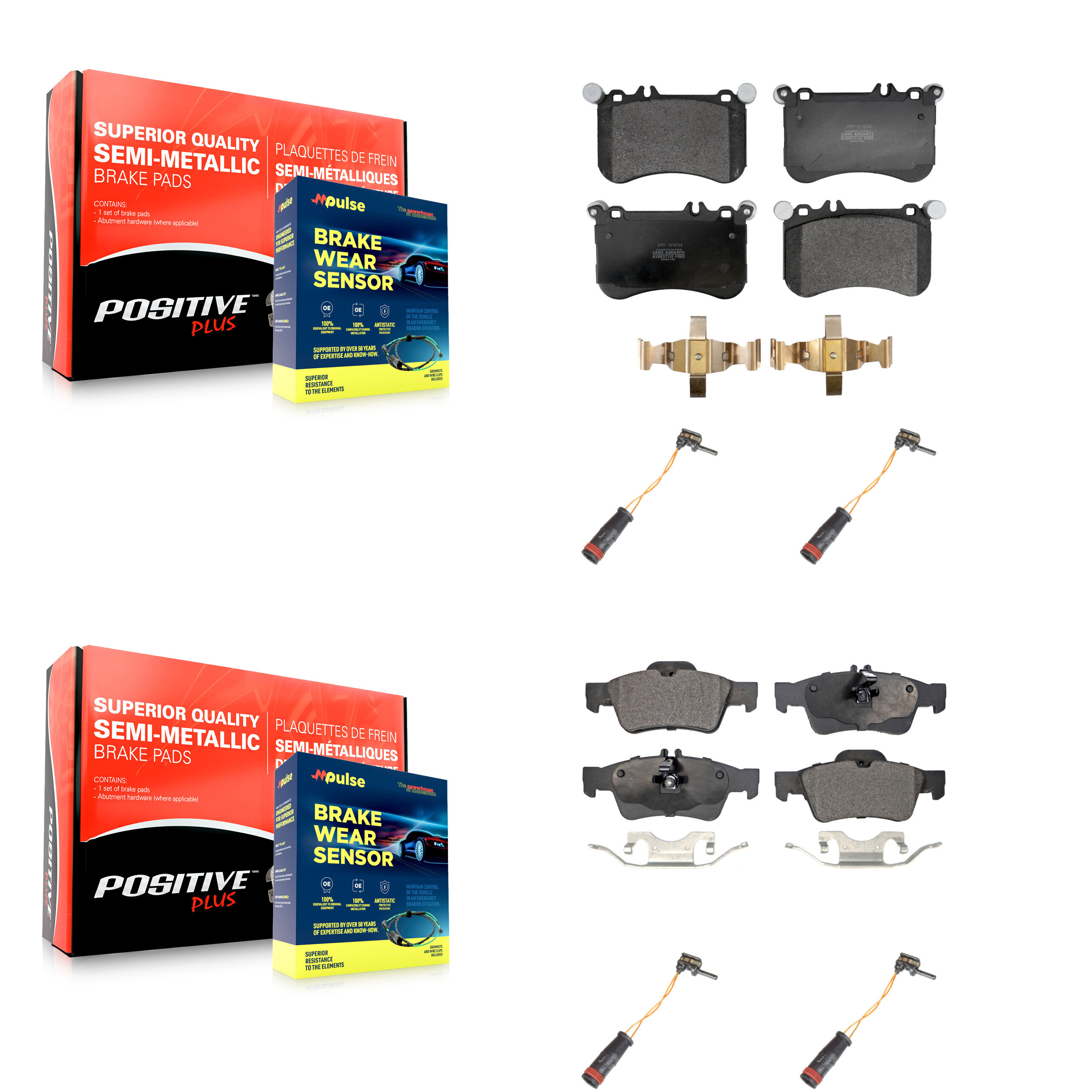 Positive Plus - KPW-101353 - Front and Rear Disc Brake Pad Kits