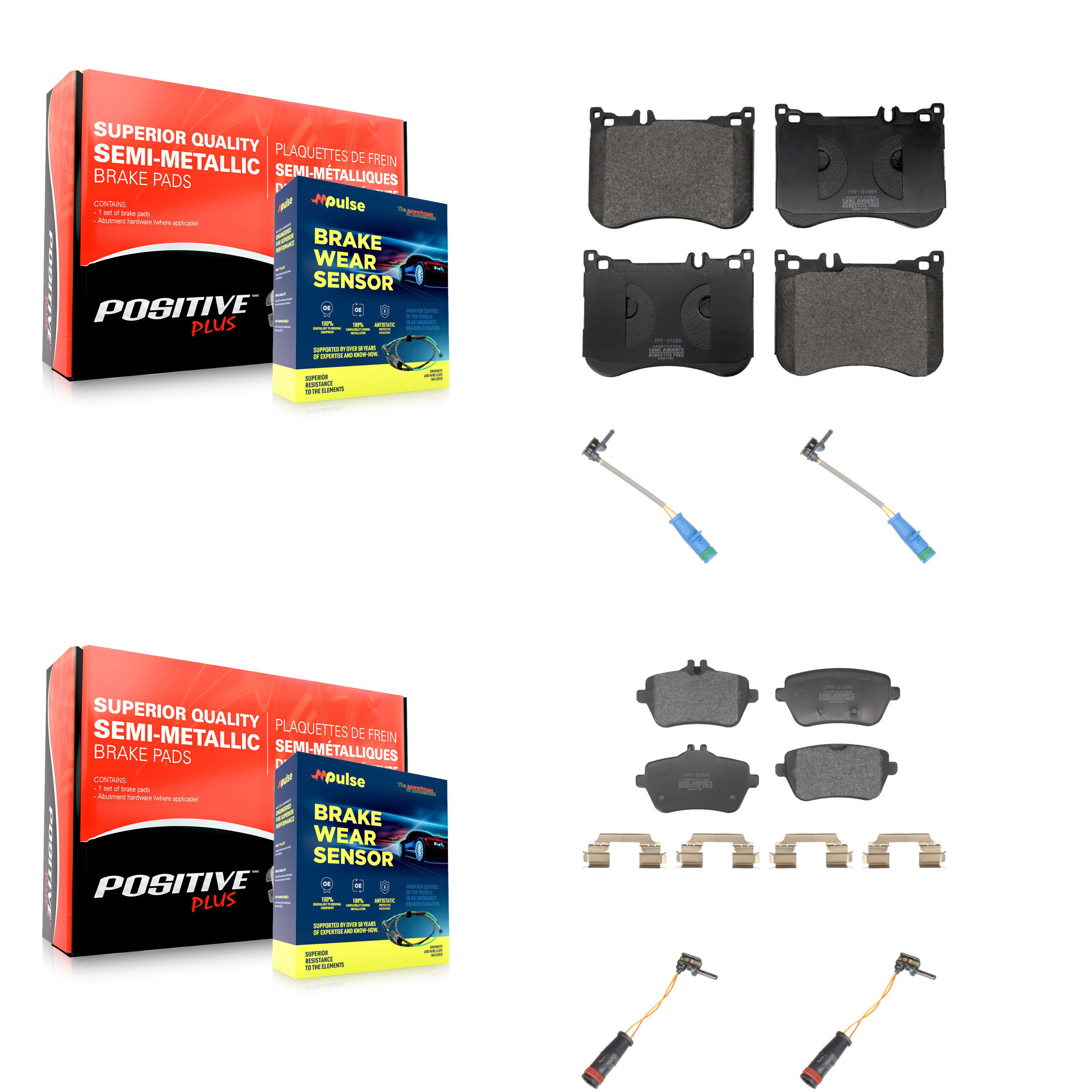 Positive Plus - KPW-101354 - Front and Rear Disc Brake Pad Kits
