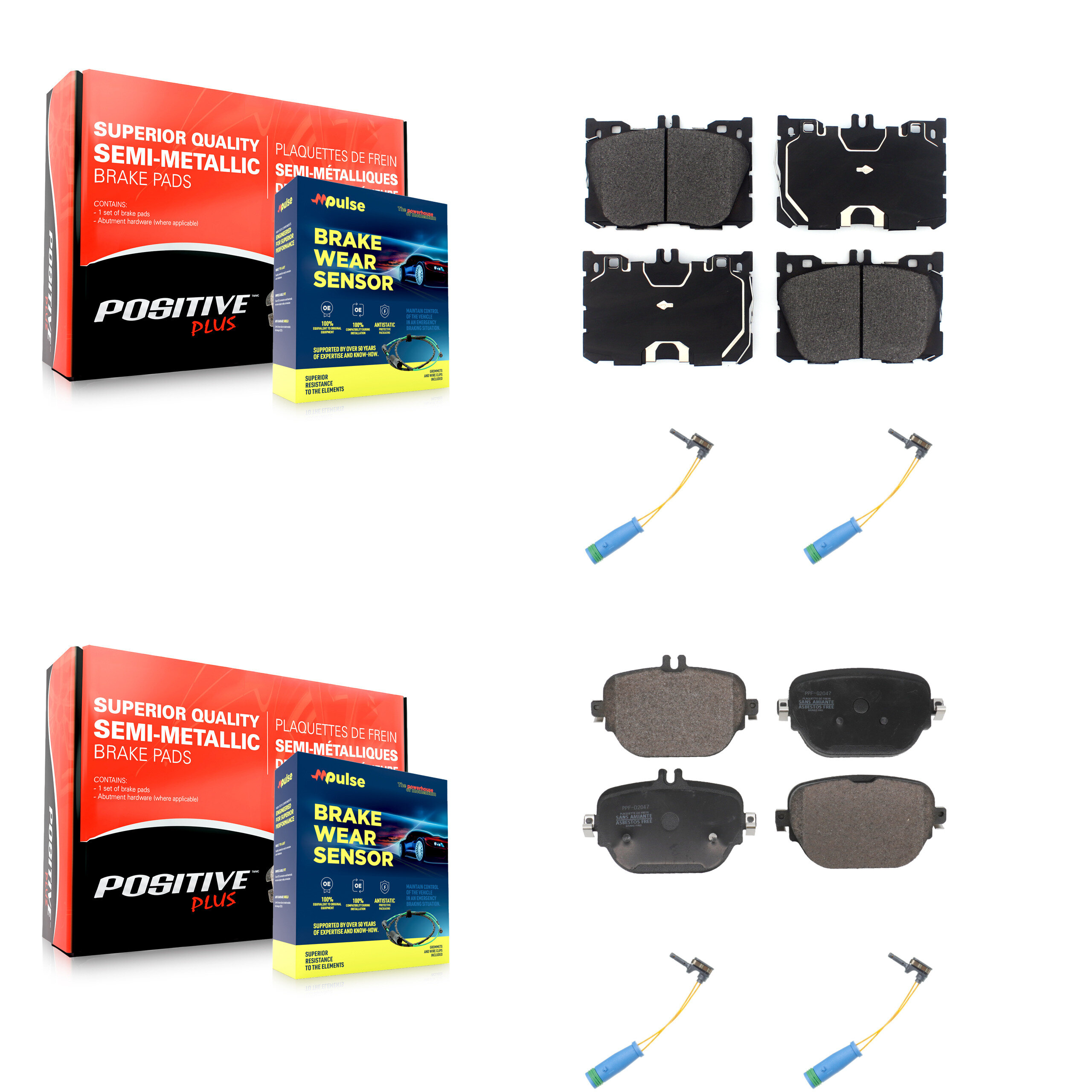 Positive Plus - KPW-101356 - Front and Rear Disc Brake Pad Kits