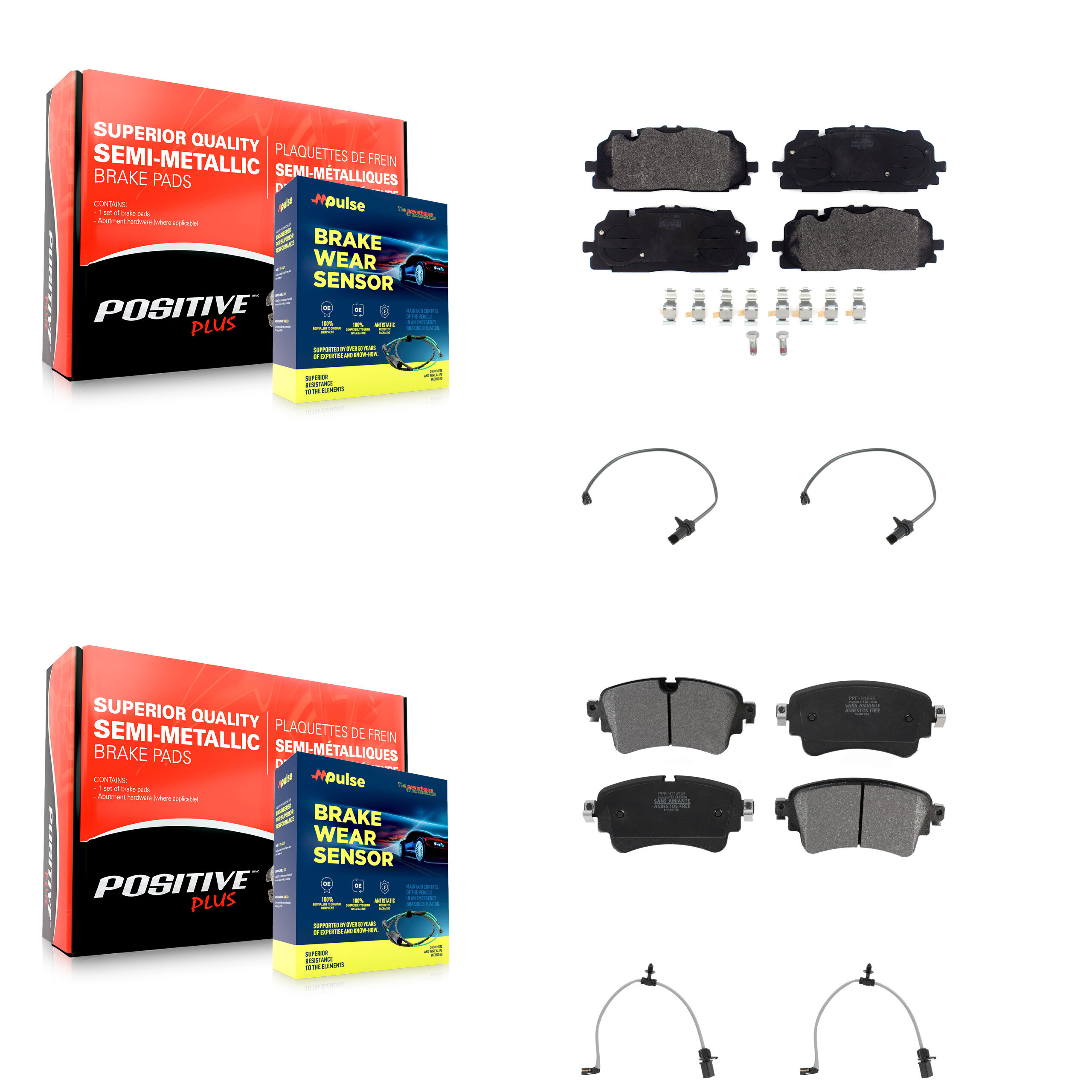 Positive Plus - KPW-101358 - Front and Rear Disc Brake Pad Kits