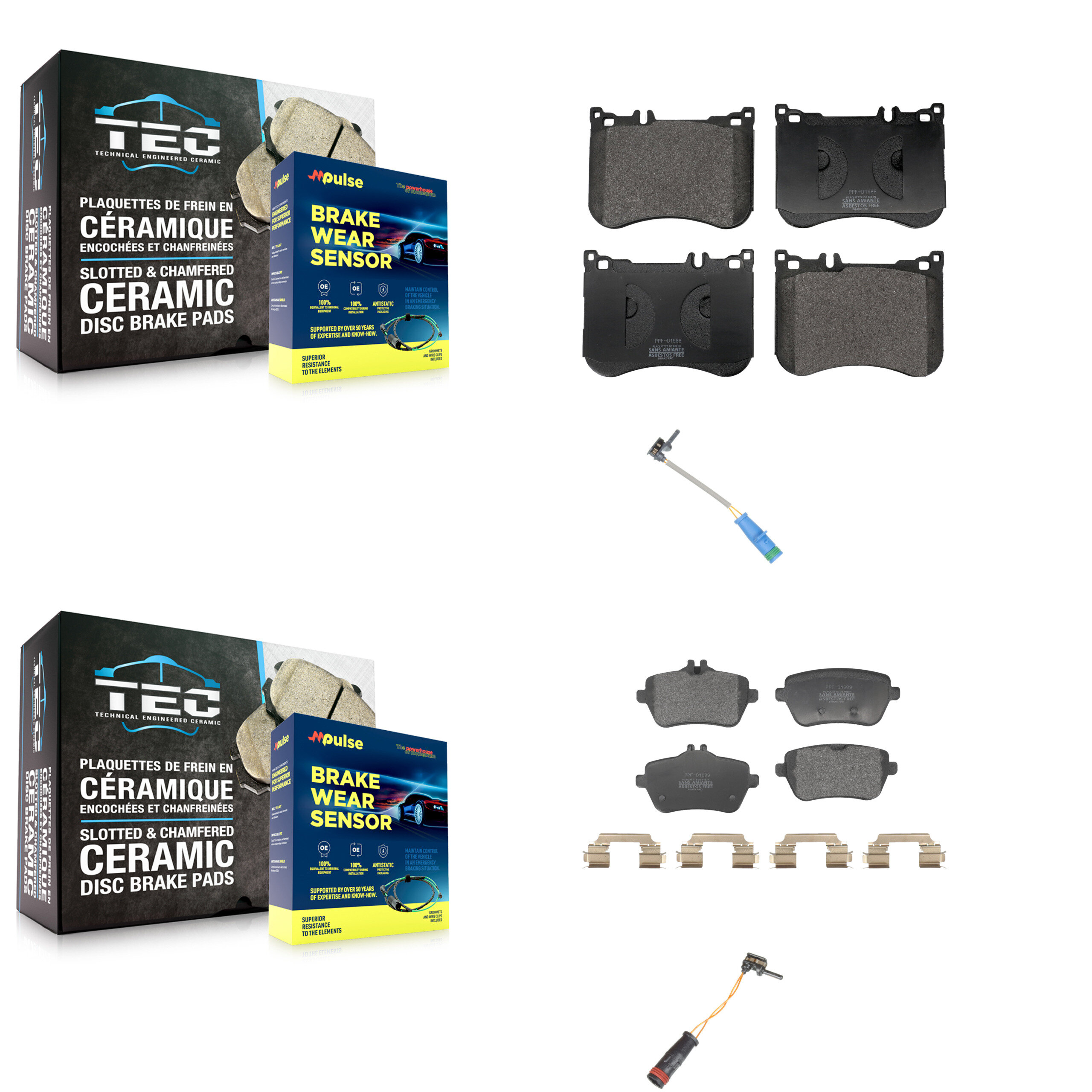 Positive Plus - KPW-101360 - Front and Rear Disc Brake Pad Kits