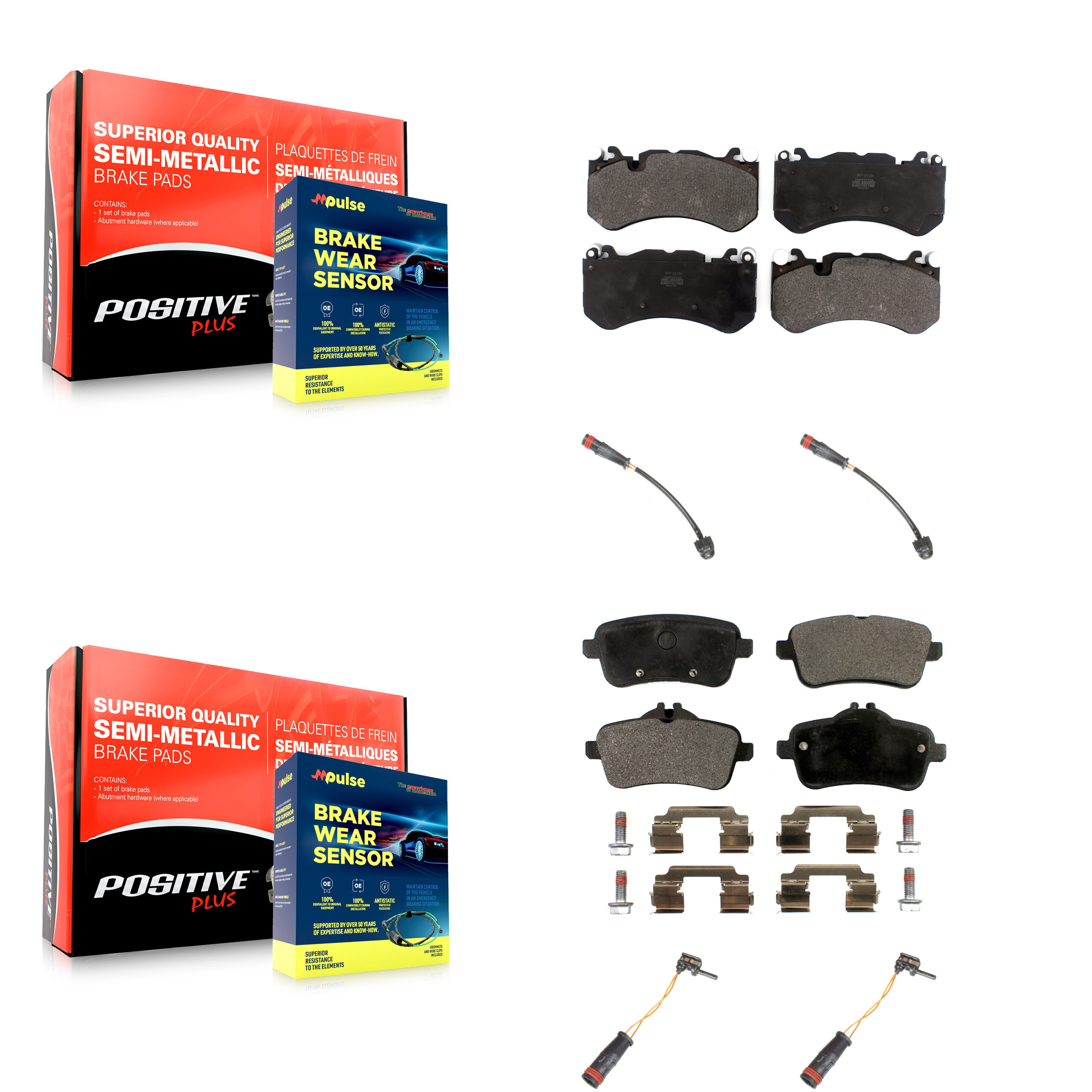 Positive Plus - KPW-101500 - Front and Rear Disc Brake Pad Kits