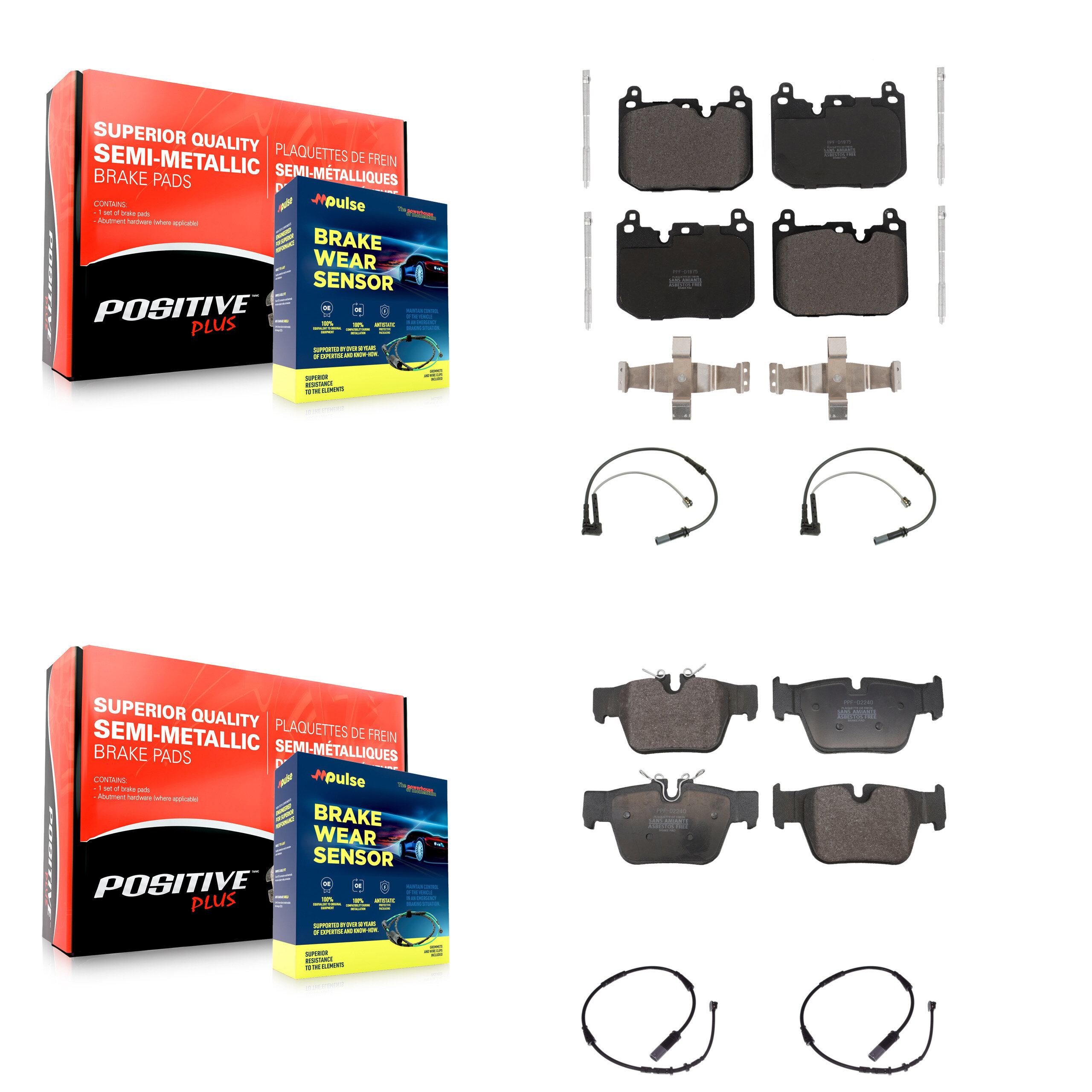 Positive Plus - KPW-101509 - Front and Rear Disc Brake Pad Kits