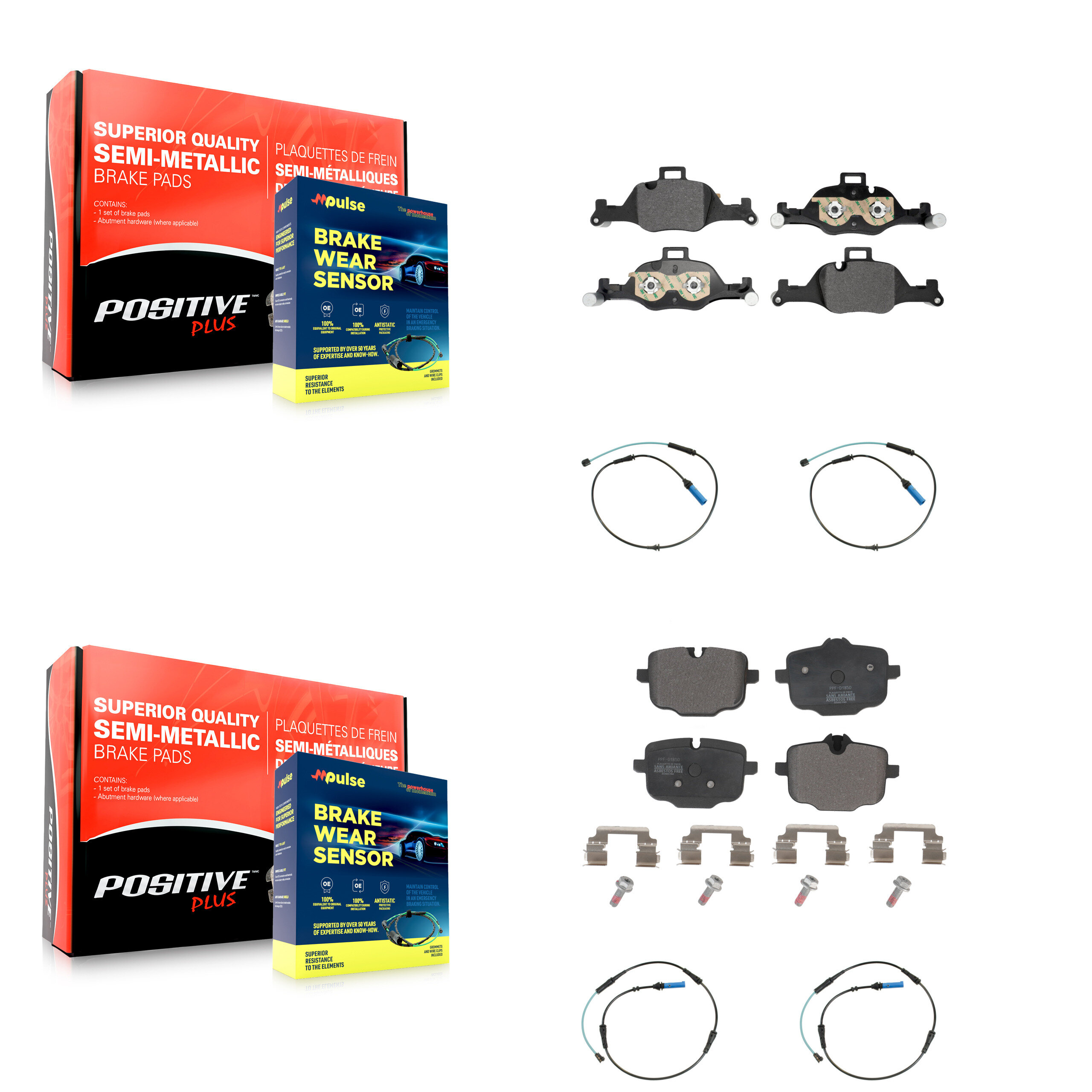 Positive Plus - KPW-101513 - Front and Rear Disc Brake Pad Kits