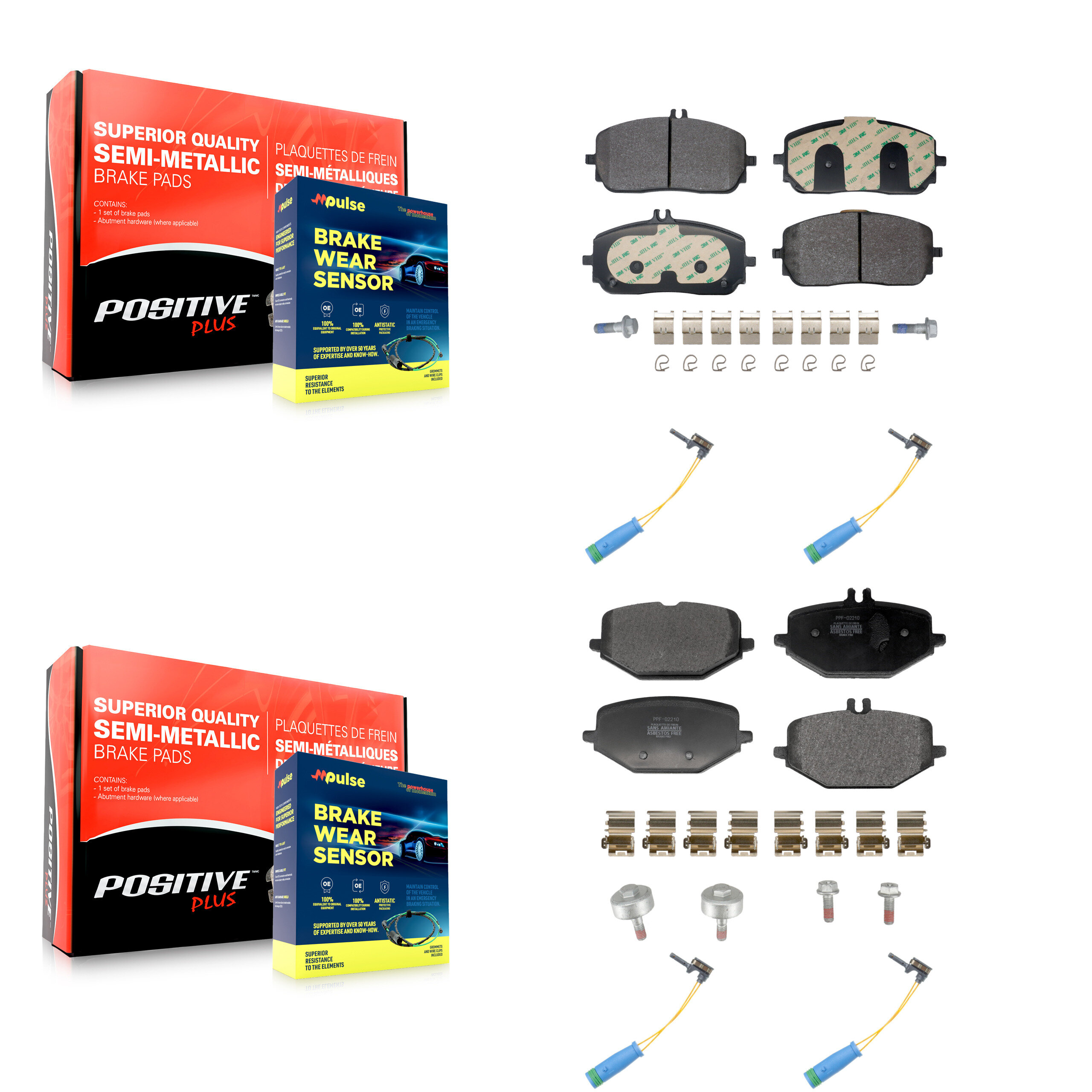Positive Plus - KPW-101516 - Front and Rear Disc Brake Pad Kits