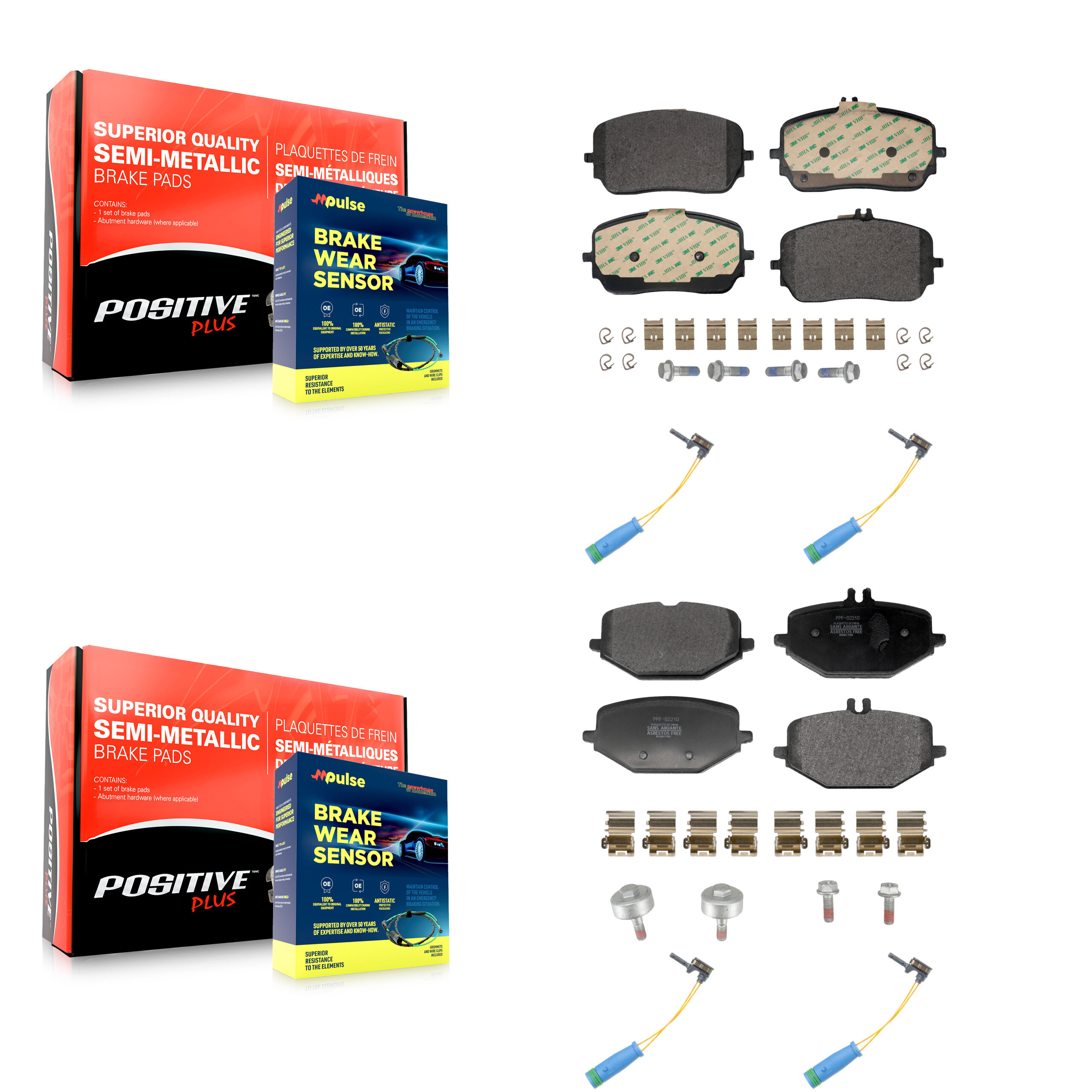 Positive Plus - KPW-101518 - Front and Rear Disc Brake Pad Kits