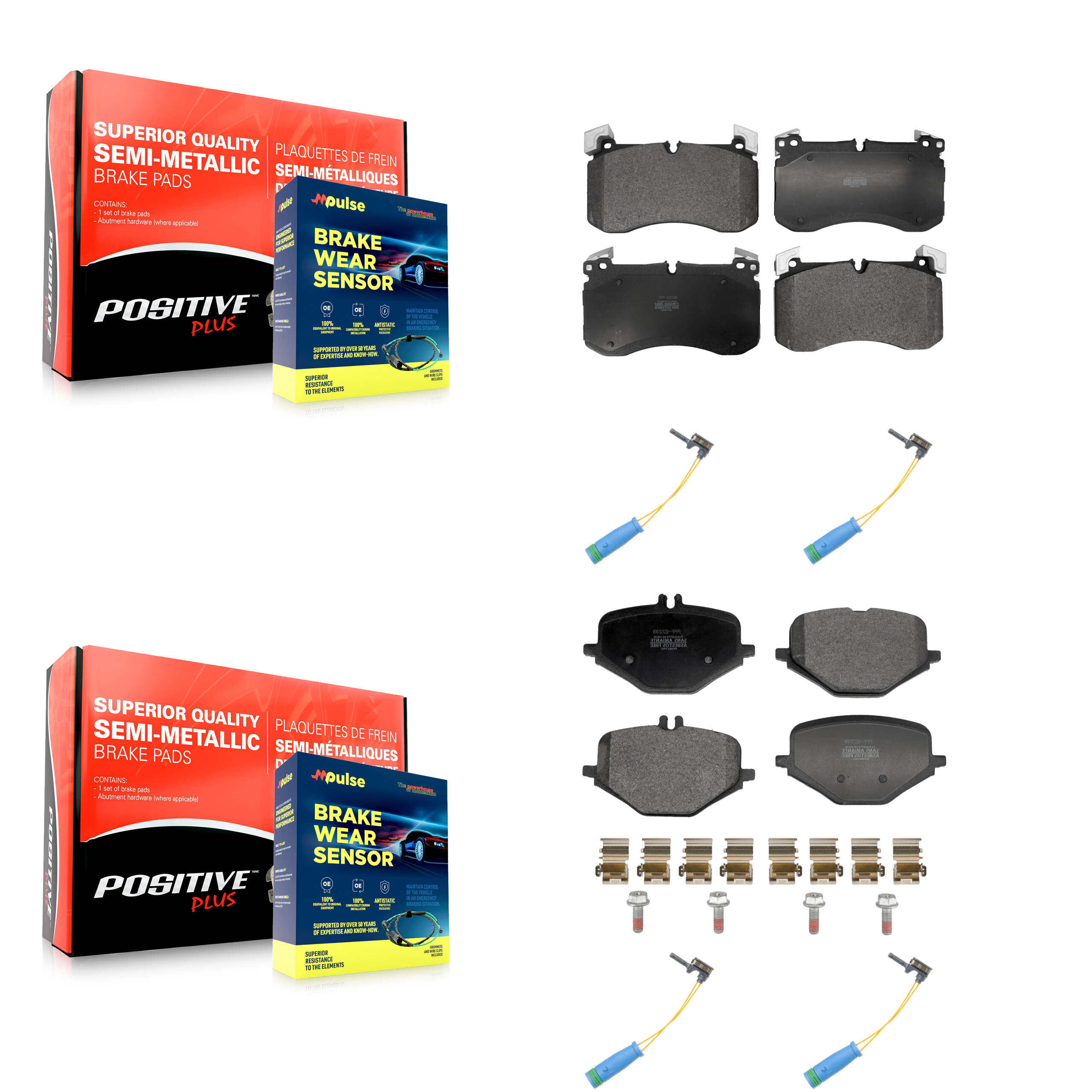 Positive Plus - KPW-101521 - Front and Rear Disc Brake Pad Kits