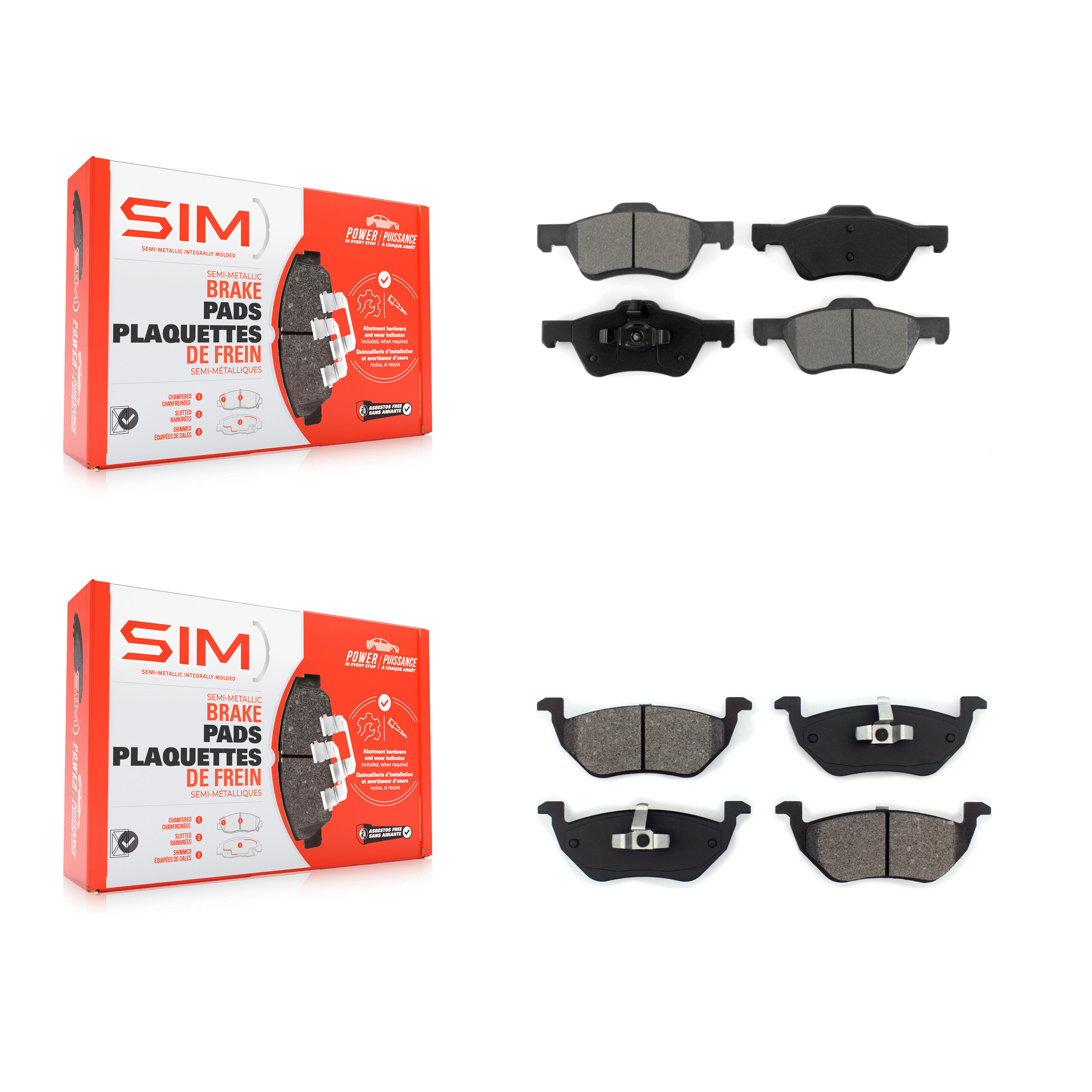 SIM - KSM-100026 - Front and Rear Disc Brake Pad Kits