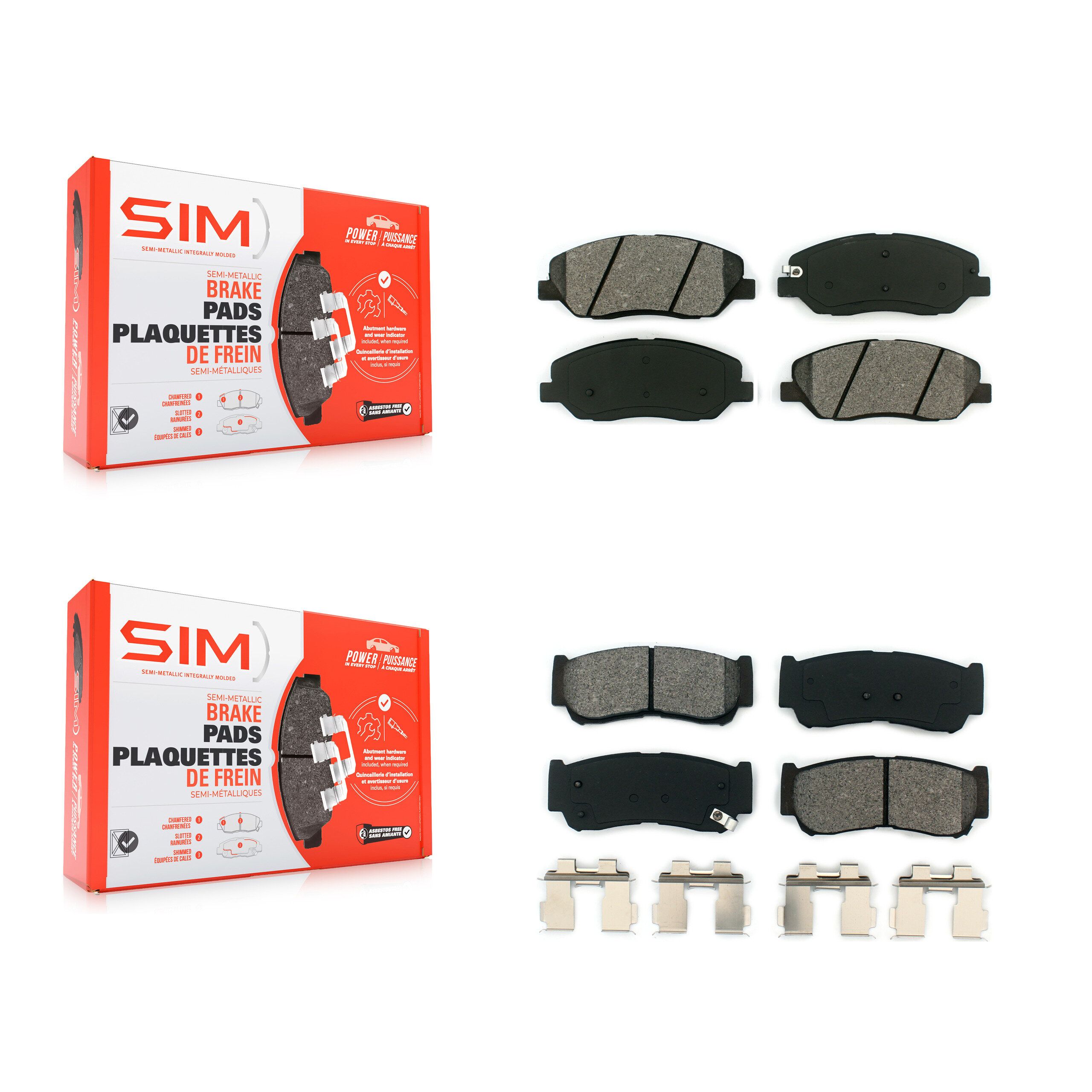 SIM KSM-100081 Disc Brake Pad for 2007-2009 Hyundai Santa Fe - Front and Rear