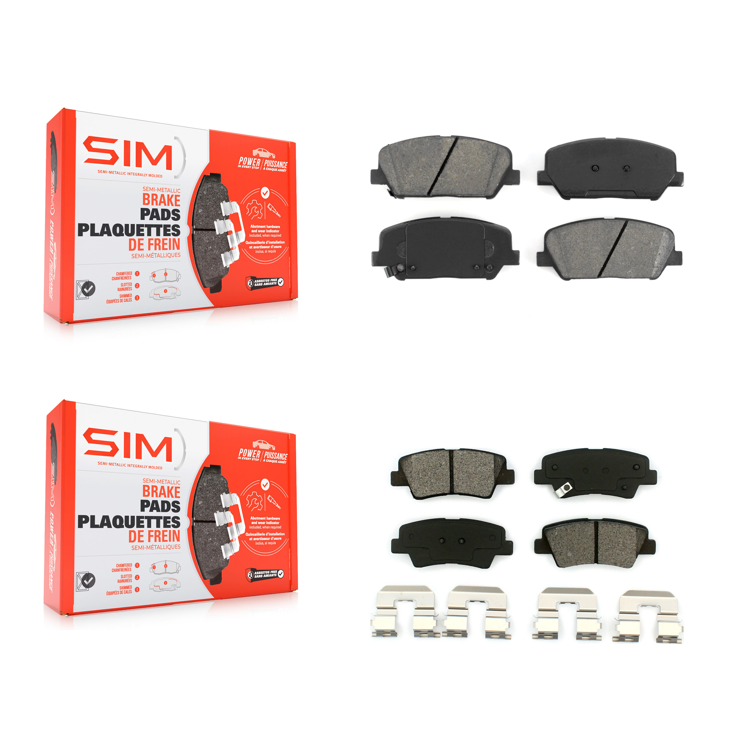 SIM KSM-100158 Disc Brake Pad for 2011-2015 Kia Optima - Front and Rear