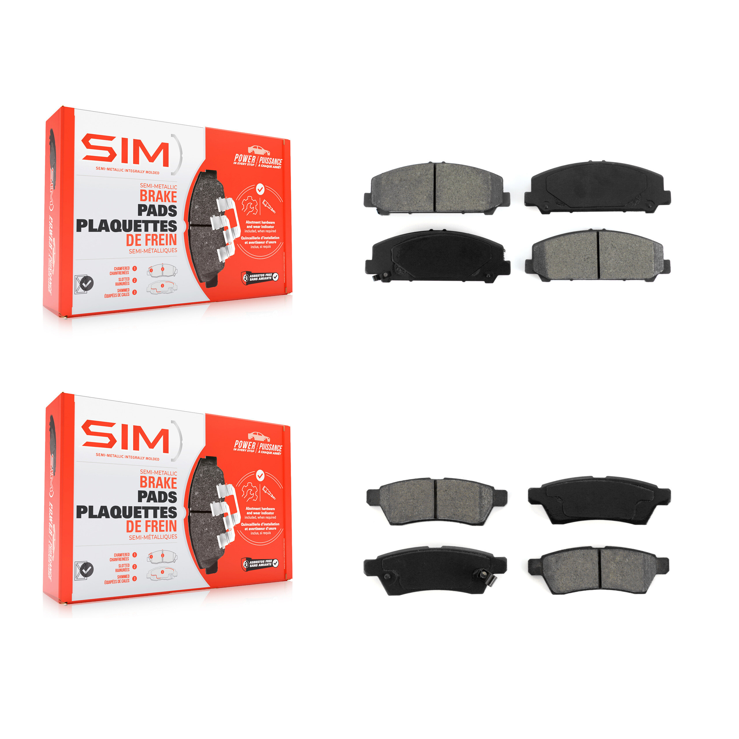 SIM - KSM-100180 - Front and Rear Disc Brake Pad Kits