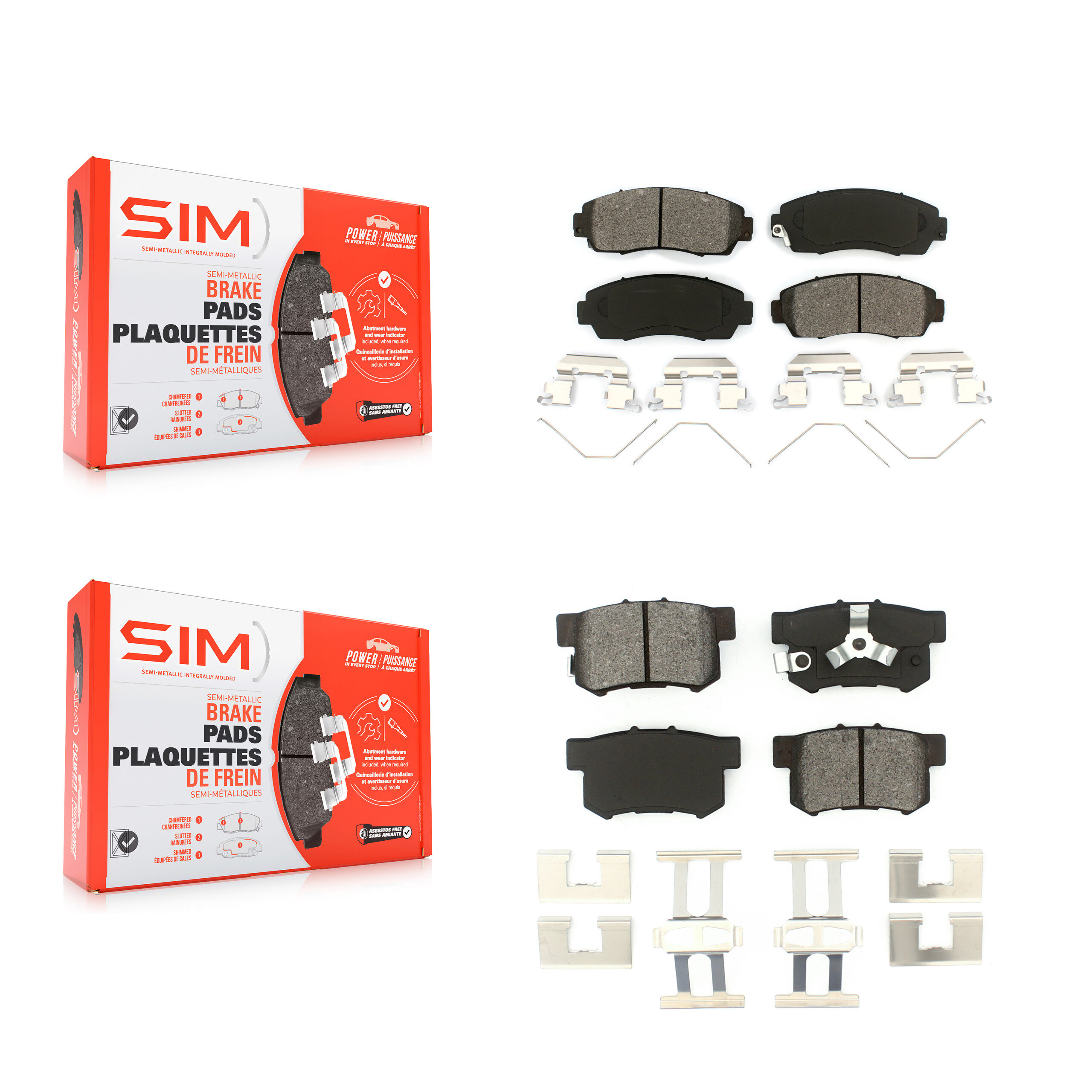 SIM - KSM-100182 - Front and Rear Disc Brake Pad Kits