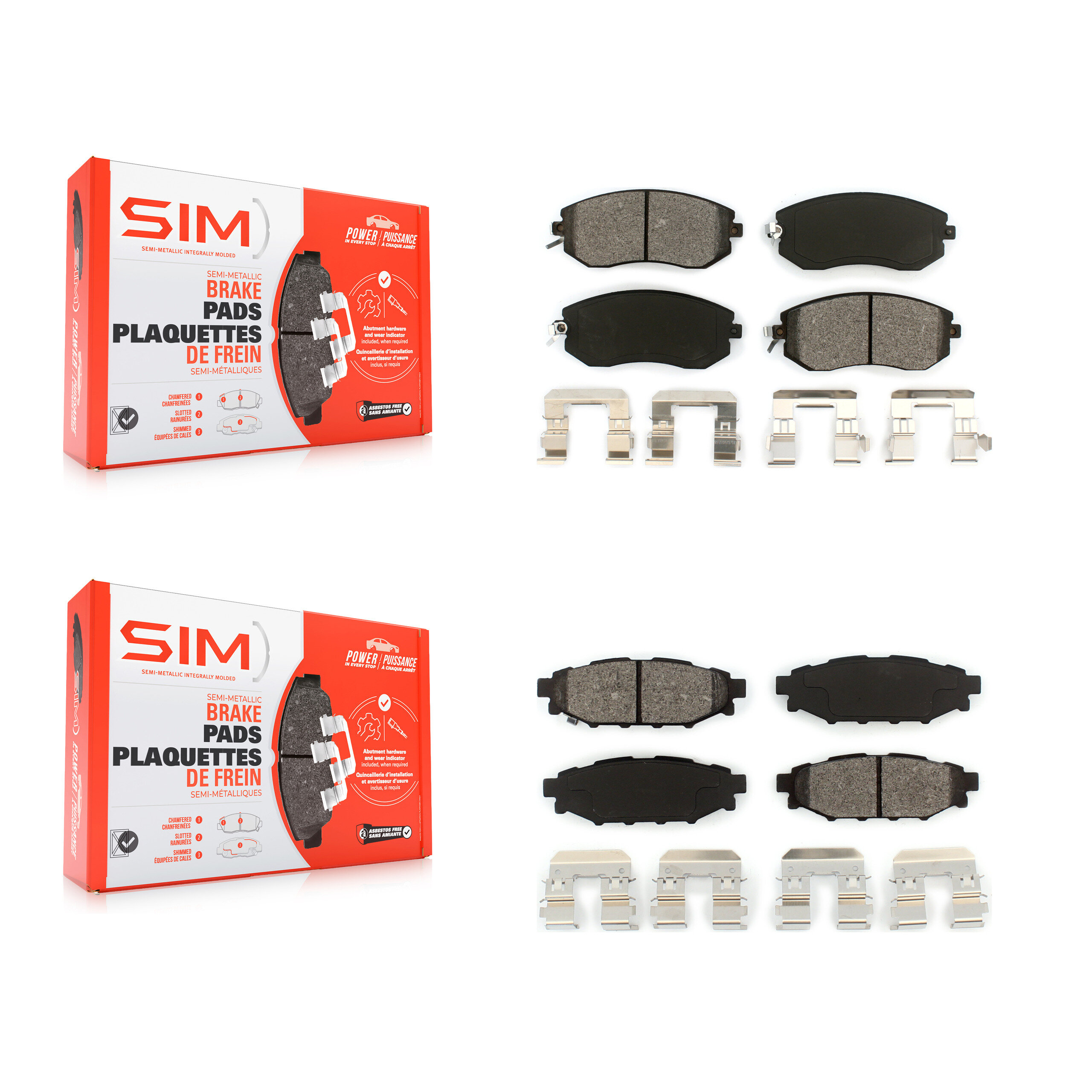 SIM - KSM-100186 - Front and Rear Disc Brake Pad Kits
