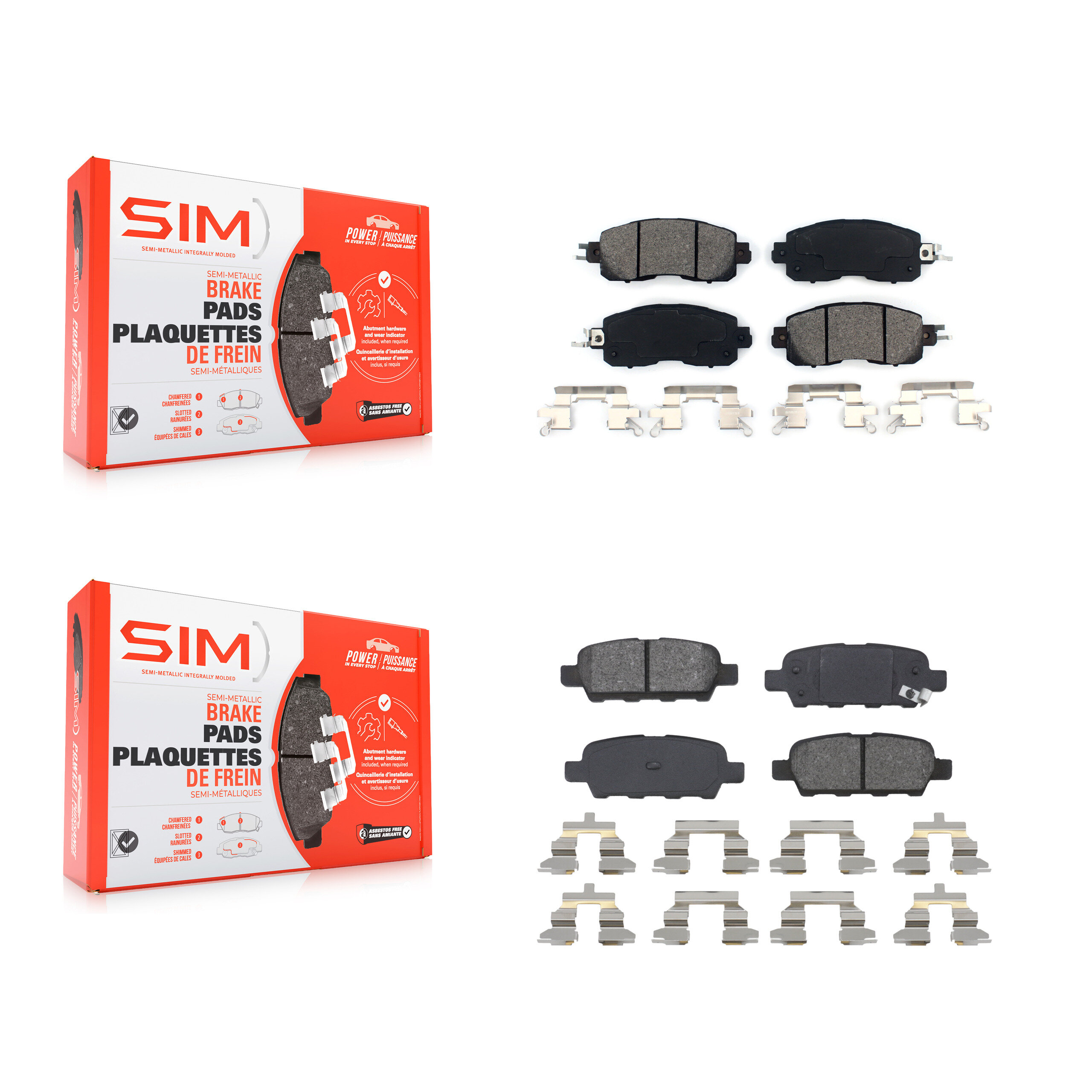 SIM - KSM-100208 - Front and Rear Disc Brake Pad Kits