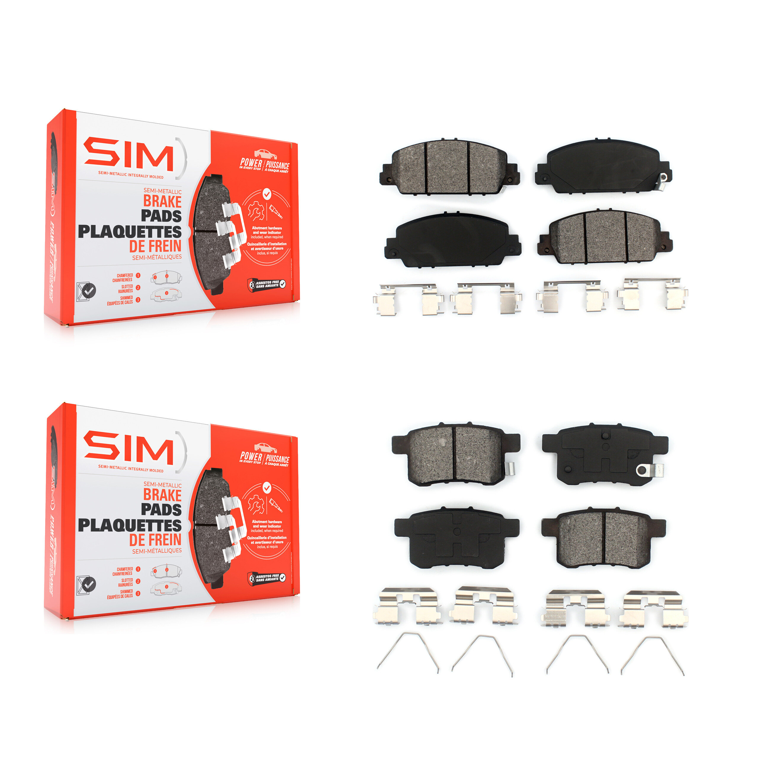 SIM KSM-100210 Disc Brake Pad for 2013-2017 Honda Accord - Front and Rear
