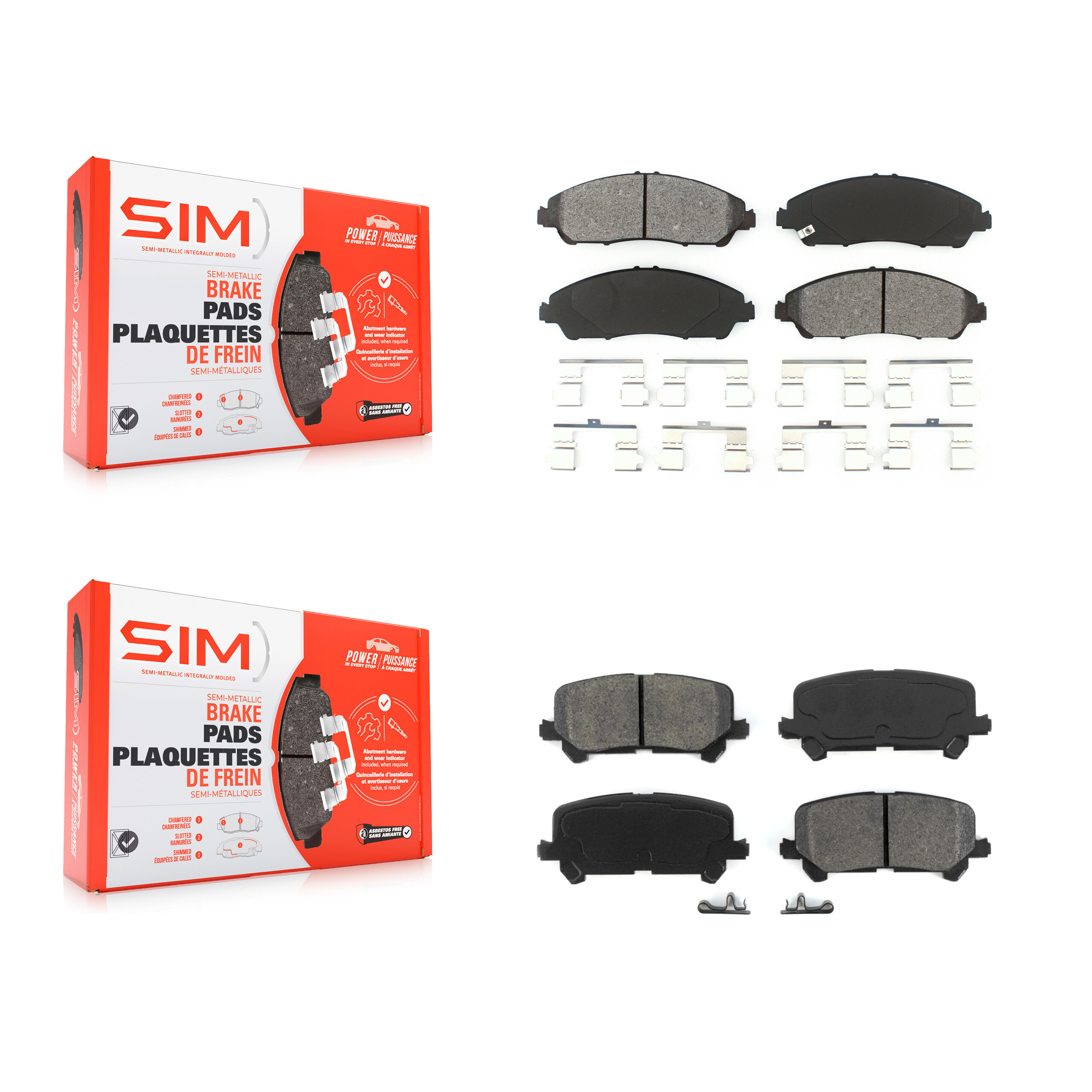 SIM - KSM-100216 - Front and Rear Disc Brake Pad Kits