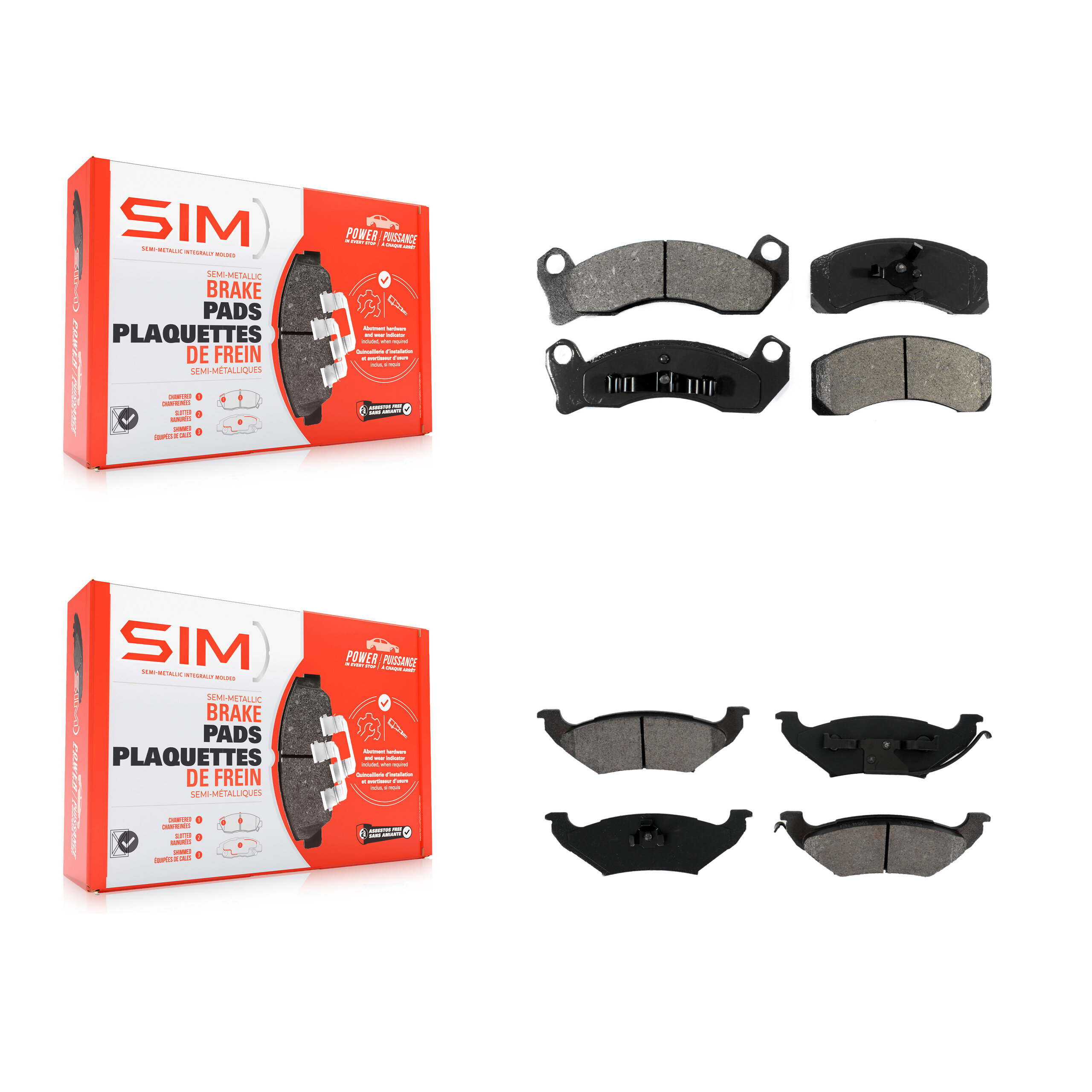 SIM - KSM-100226 - Front and Rear Disc Brake Pad Kits