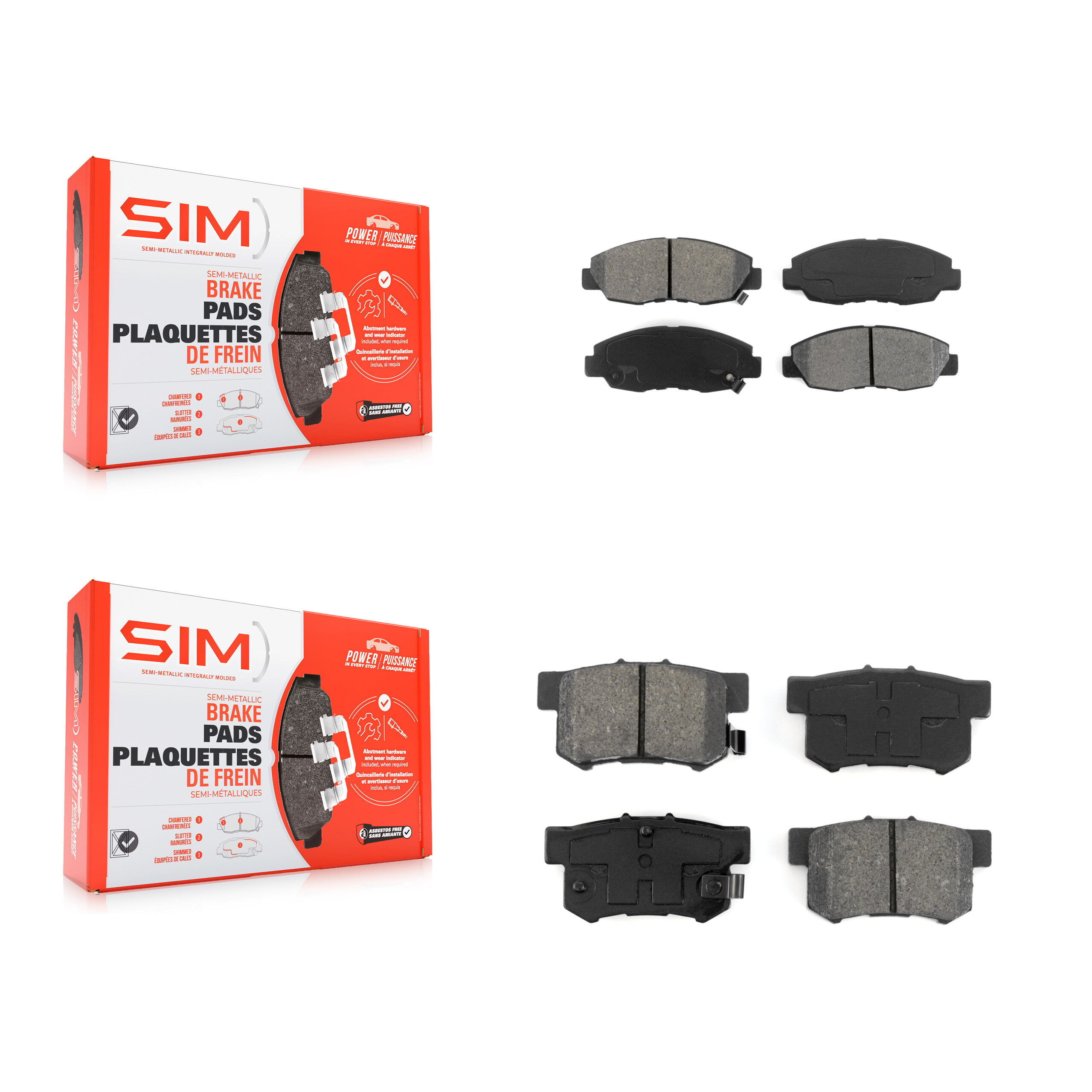 SIM - KSM-100244 - Front and Rear Disc Brake Pad Kits