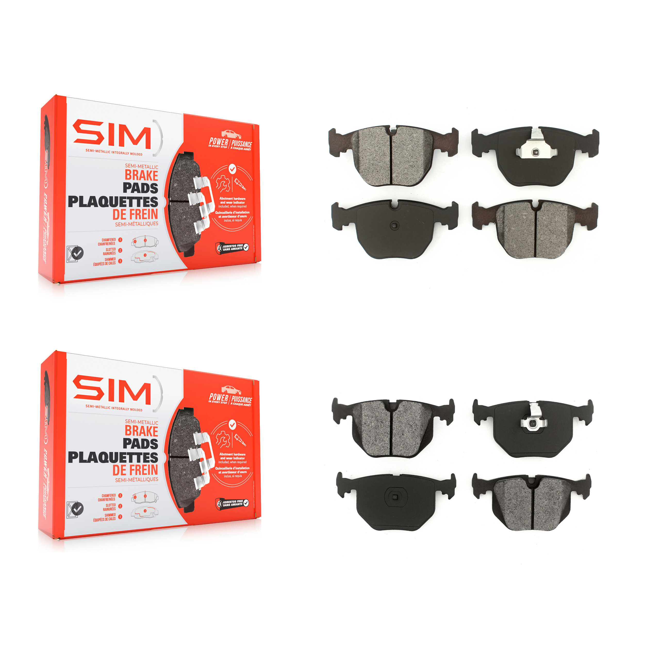 SIM - KSM-100296 - Front and Rear Disc Brake Pad Kits