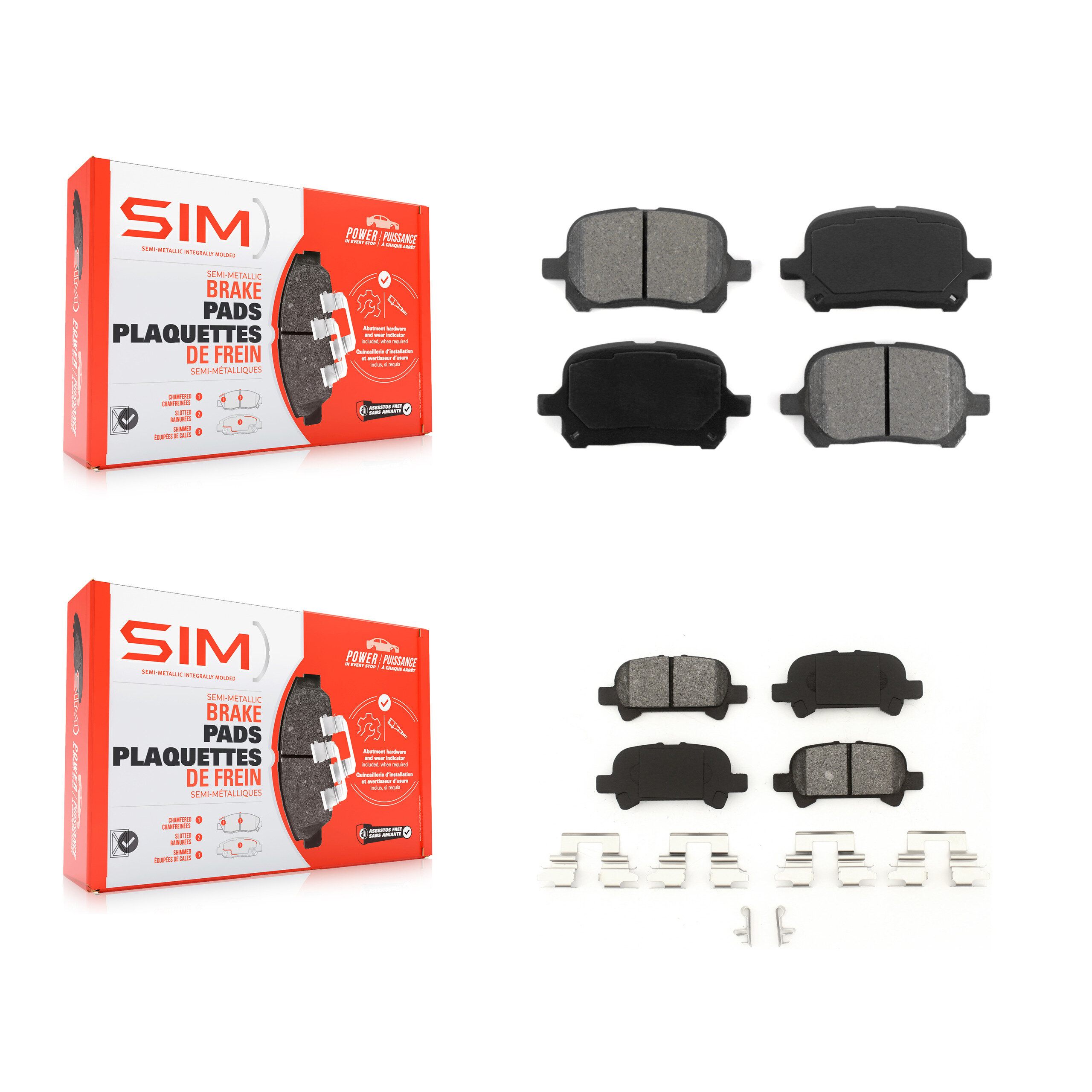 SIM - KSM-100308 - Front and Rear Disc Brake Pad Kits