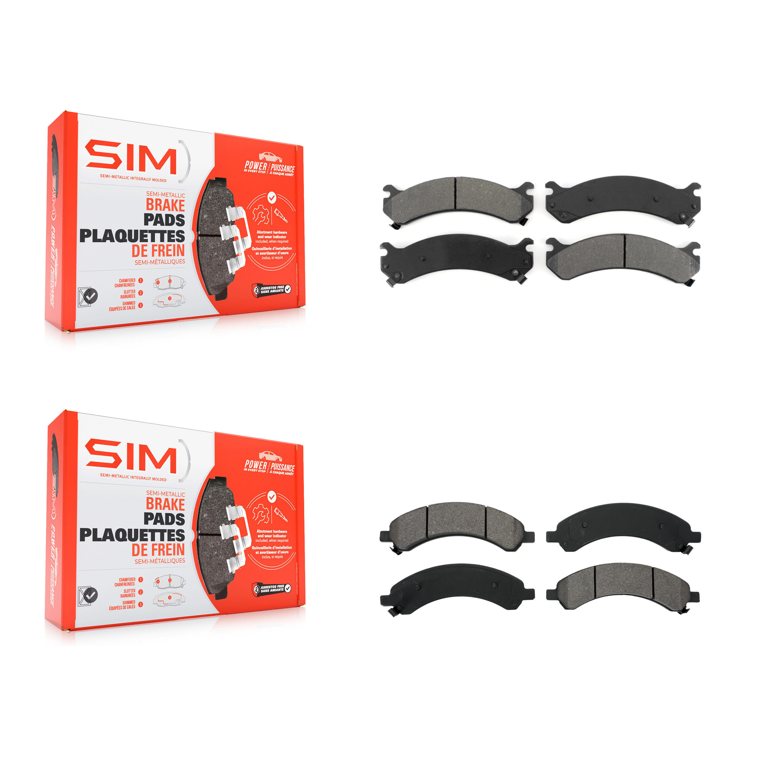 SIM KSM-100328 Disc Brake Pad for 2003-2008 Chevrolet Express 3500, GMC Savana 3500 - Front and Rear