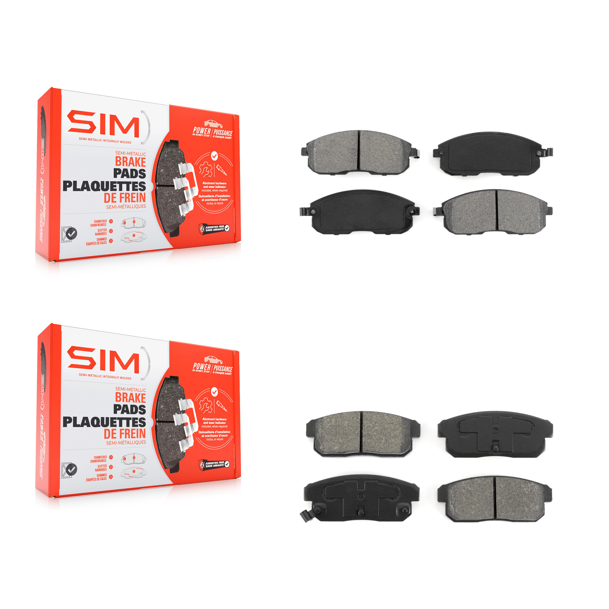 SIM - KSM-100345 - Front and Rear Disc Brake Pad Kits