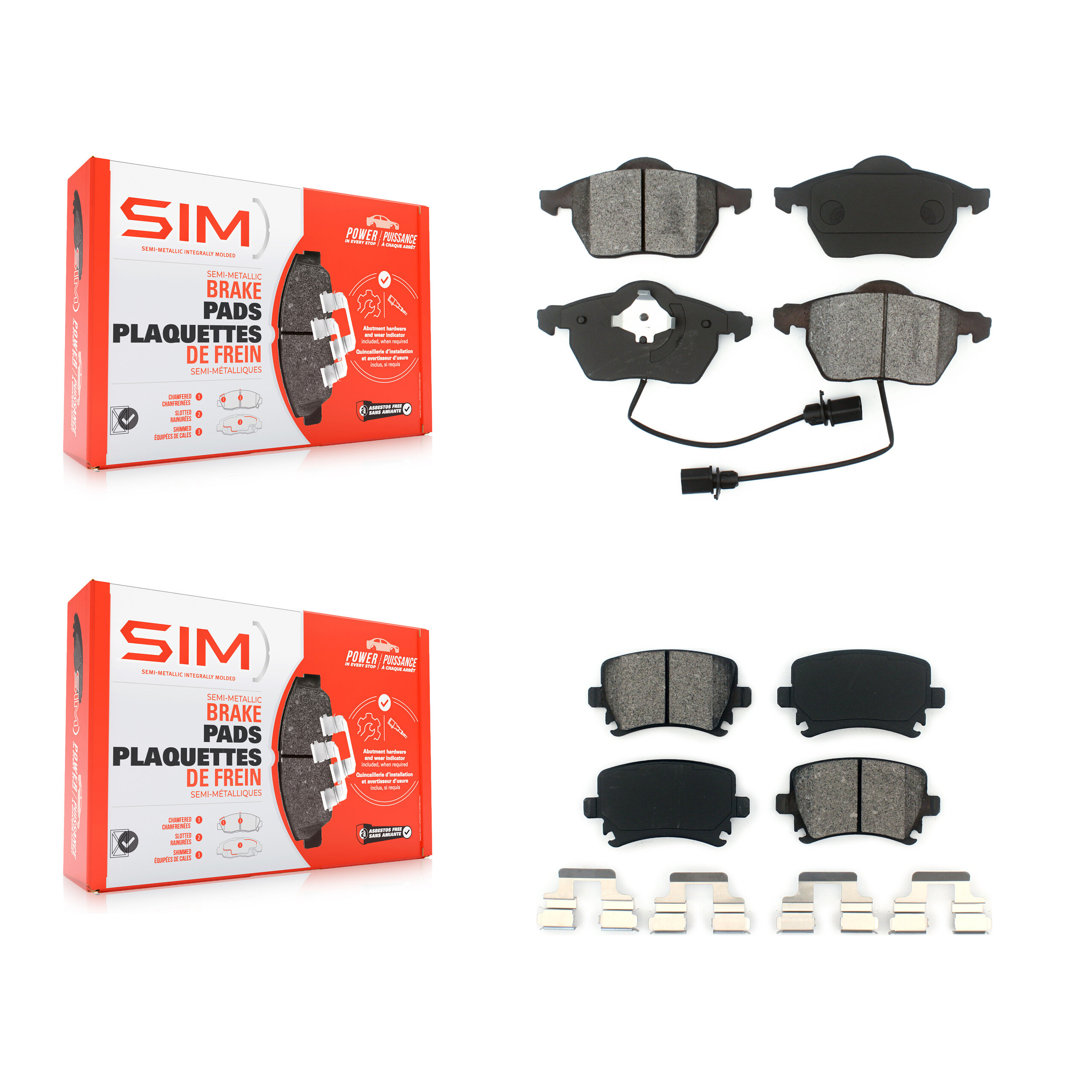 SIM KSM-100362 Disc Brake Pad for 2006 Audi A4 - Front and Rear