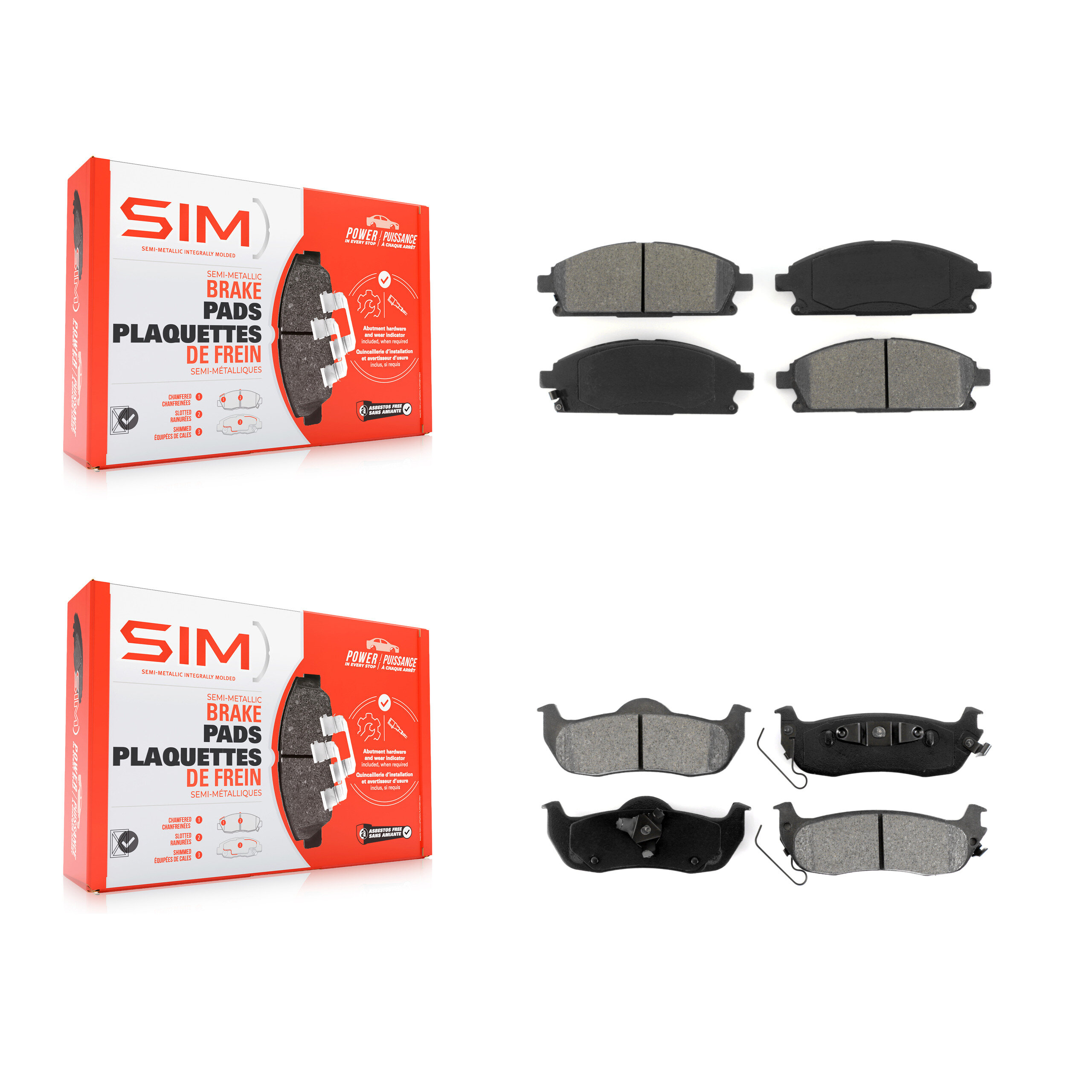 SIM KSM-100373 Disc Brake Pad for 2004 Nissan Pathfinder - Front and Rear