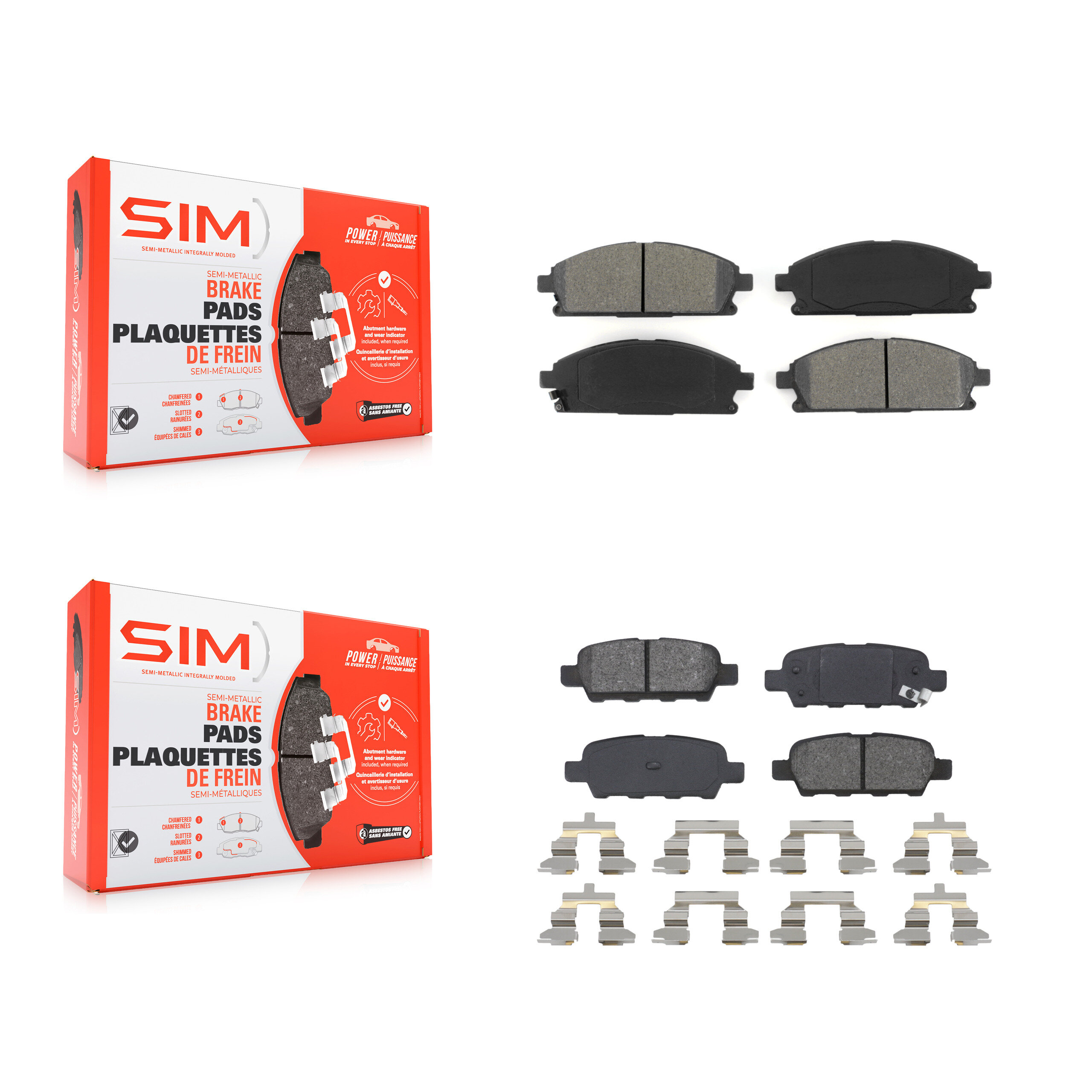 SIM - KSM-100375 - Front and Rear Disc Brake Pad Kits