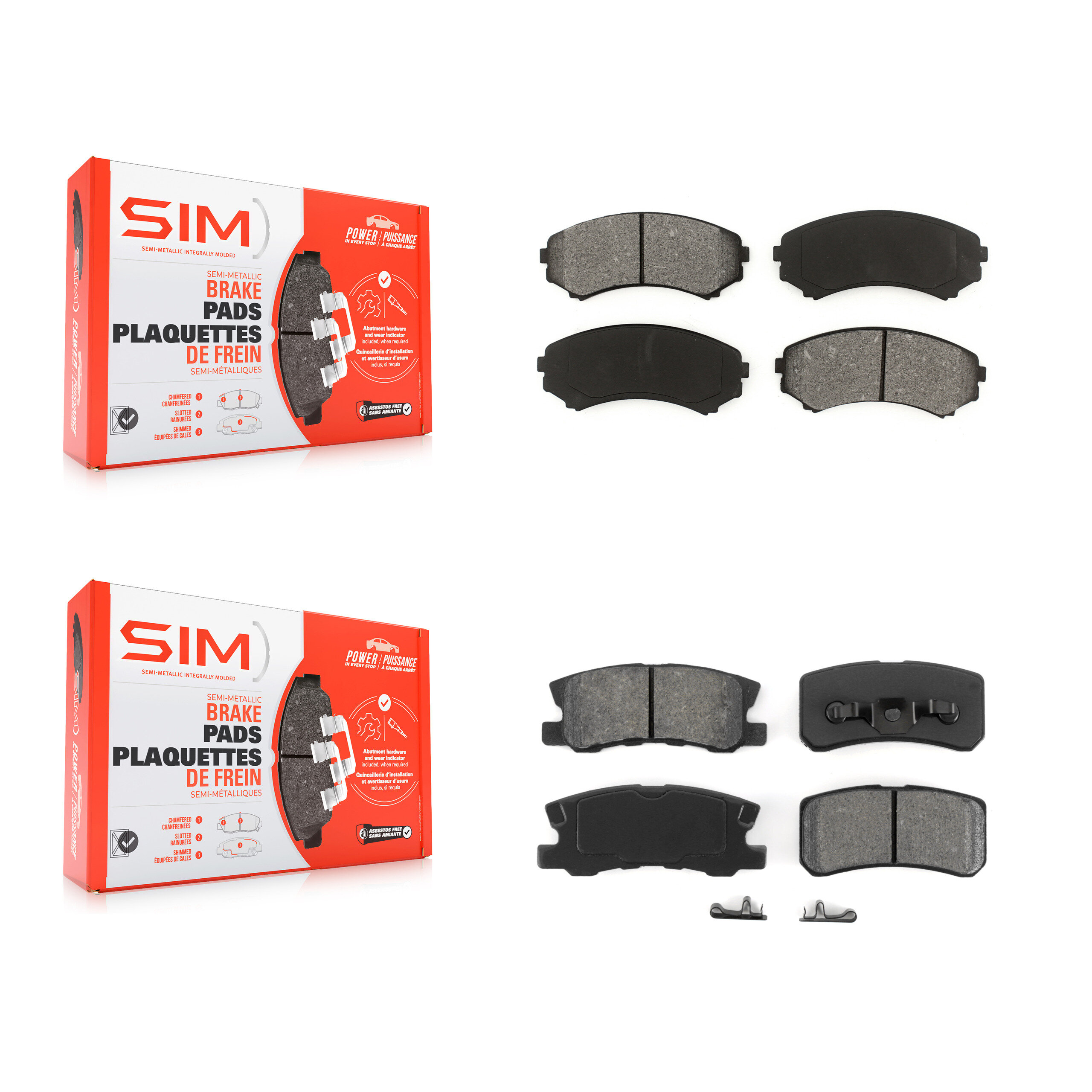 SIM - KSM-100385 - Front and Rear Disc Brake Pad Kits