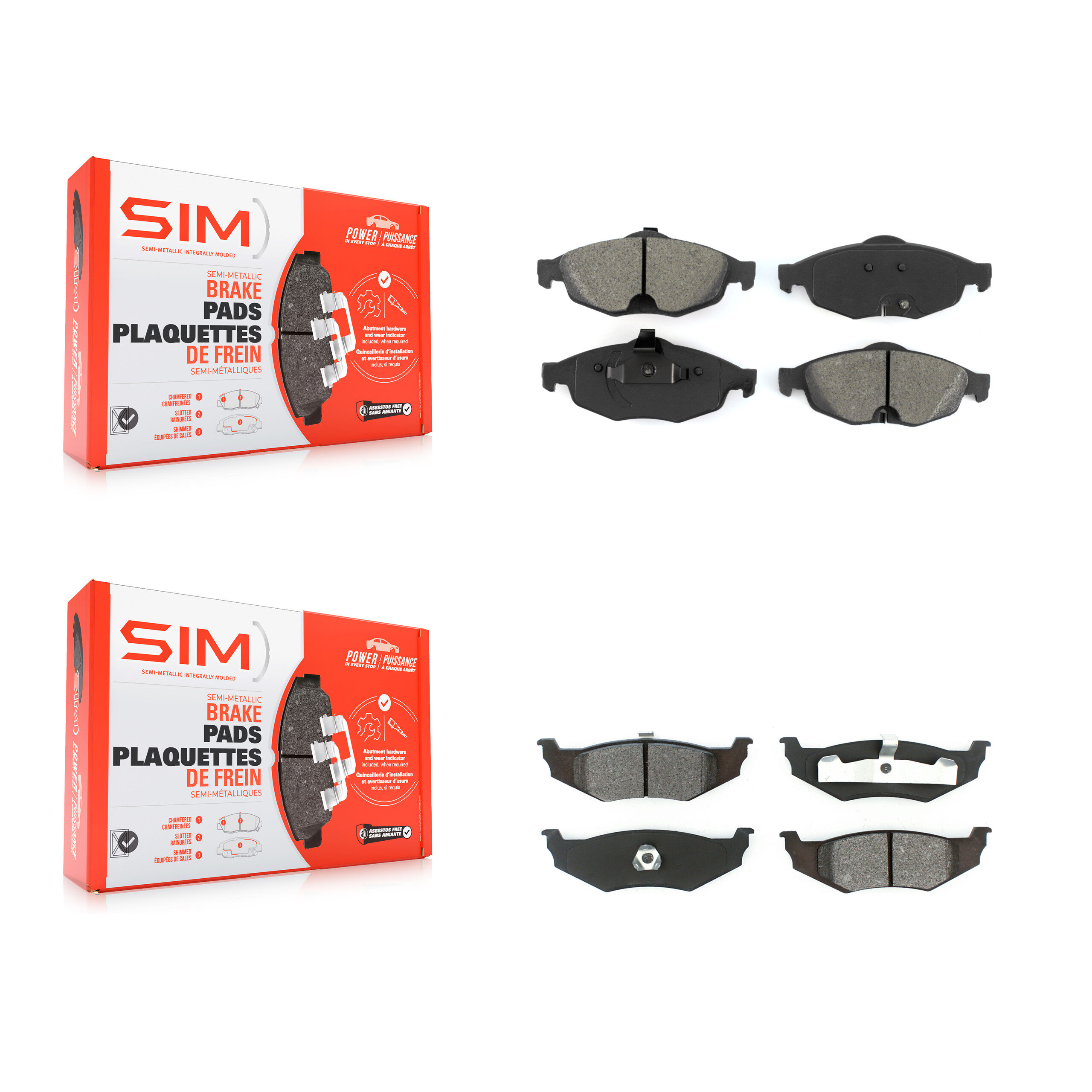 SIM - KSM-100386 - Front and Rear Disc Brake Pad Kits