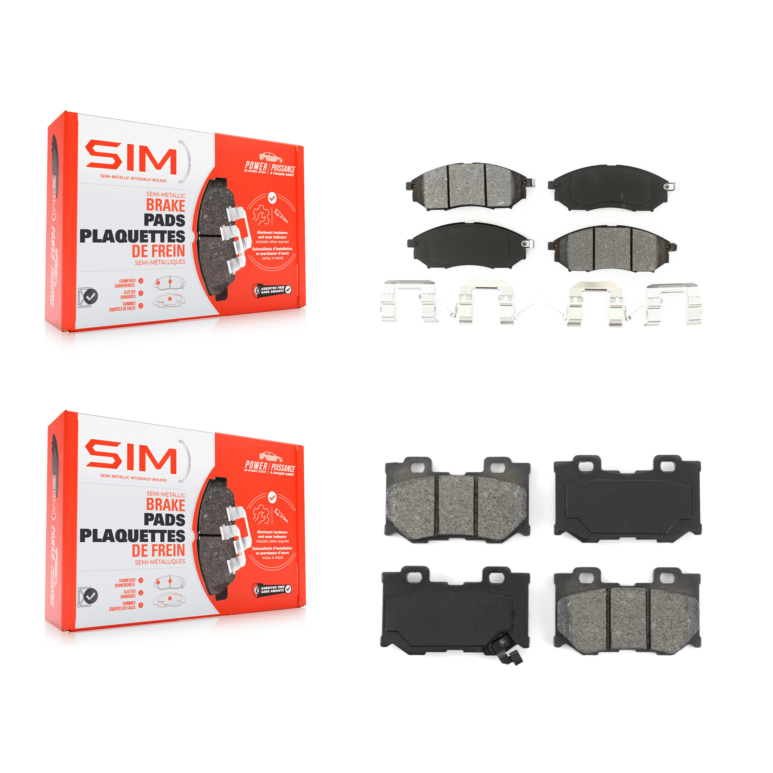 SIM - KSM-100393 - Front and Rear Disc Brake Pad Kits