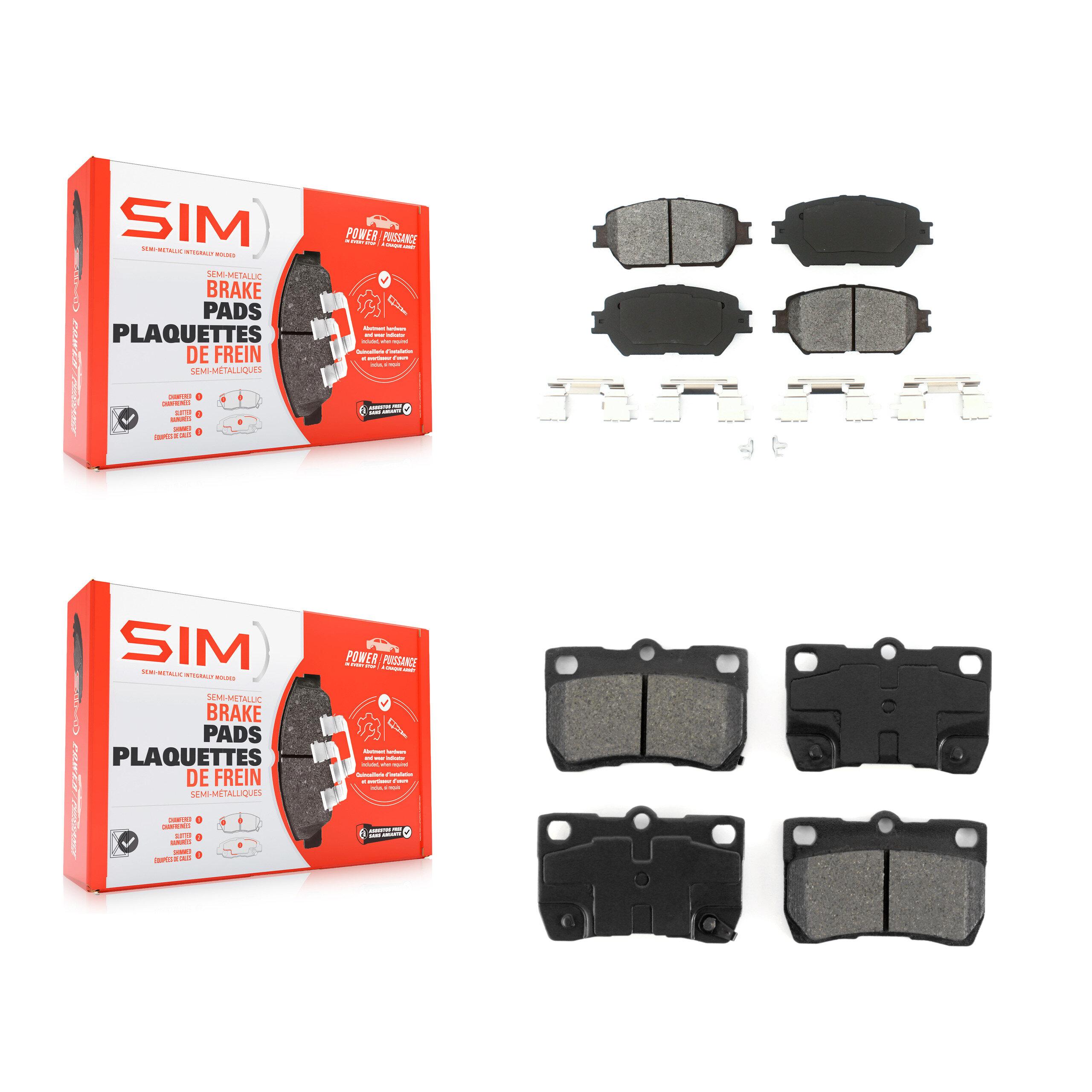 SIM - KSM-100400 - Front and Rear Disc Brake Pad Kits