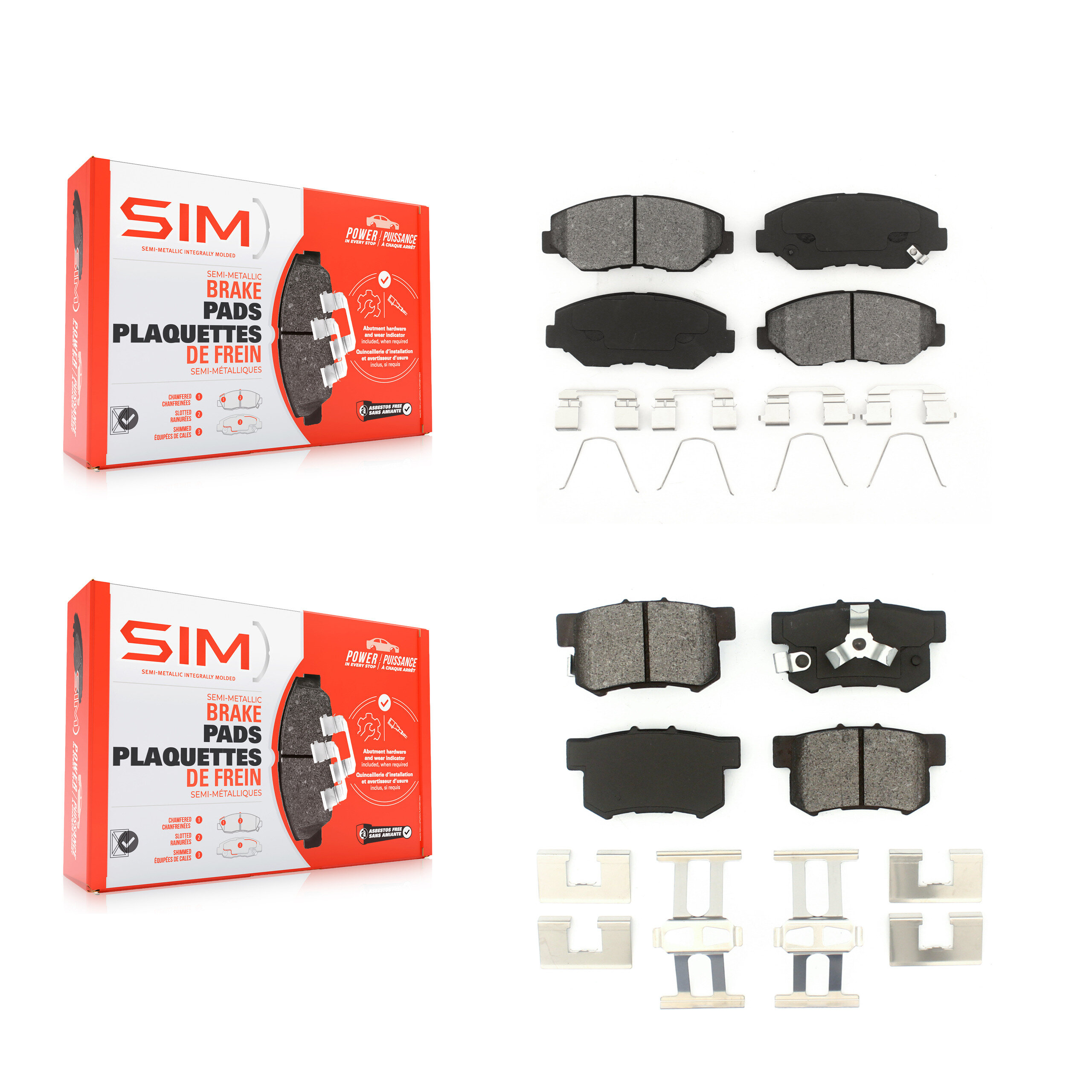 SIM KSM-100405 Disc Brake Pad for 2005-2016 Honda CR-V - Front and Rear