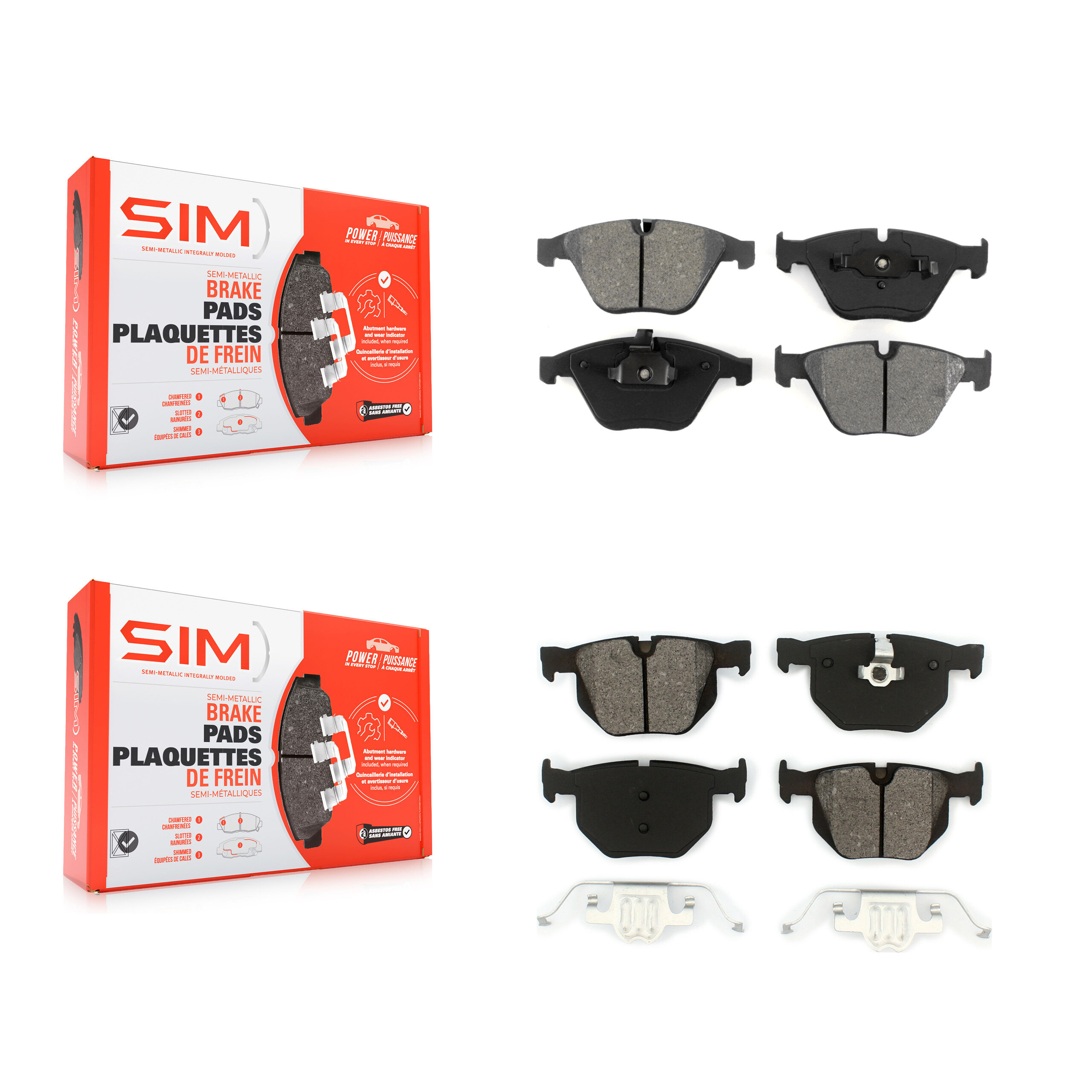 SIM - KSM-100414 - Front and Rear Disc Brake Pad Kits