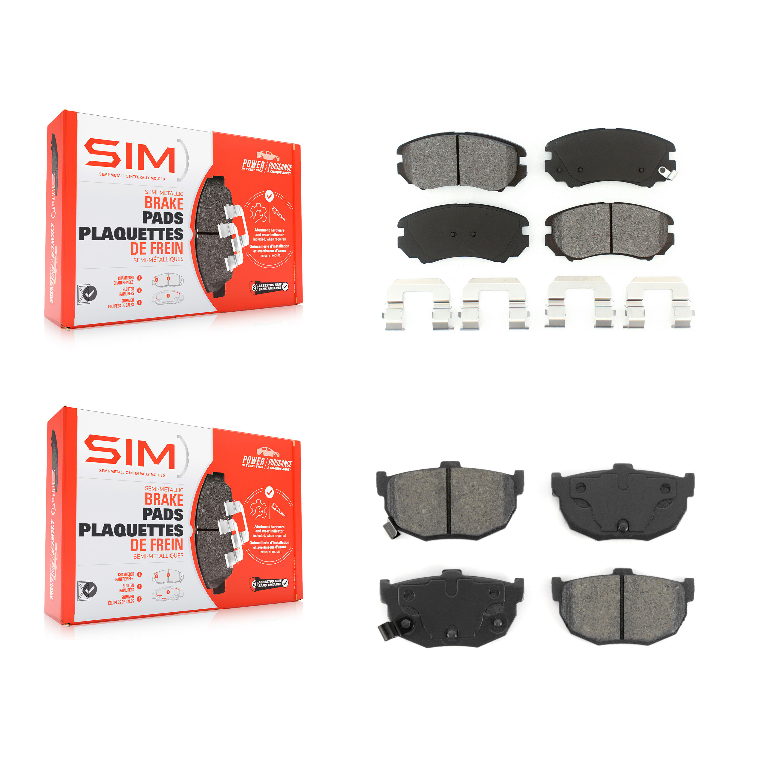 SIM - KSM-100421 - Front and Rear Disc Brake Pad Kits