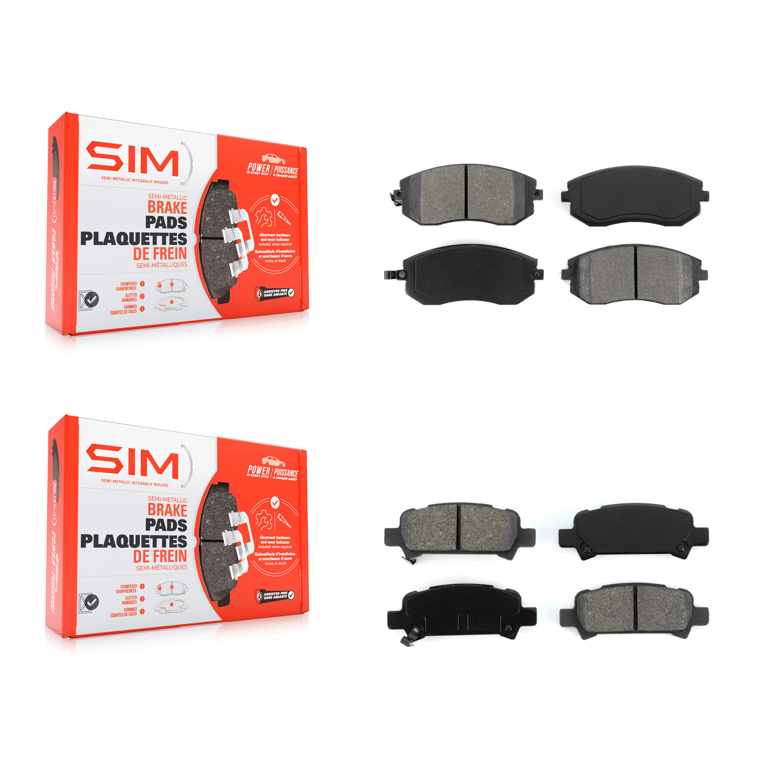 SIM - KSM-100425 - Front and Rear Disc Brake Pad Kits