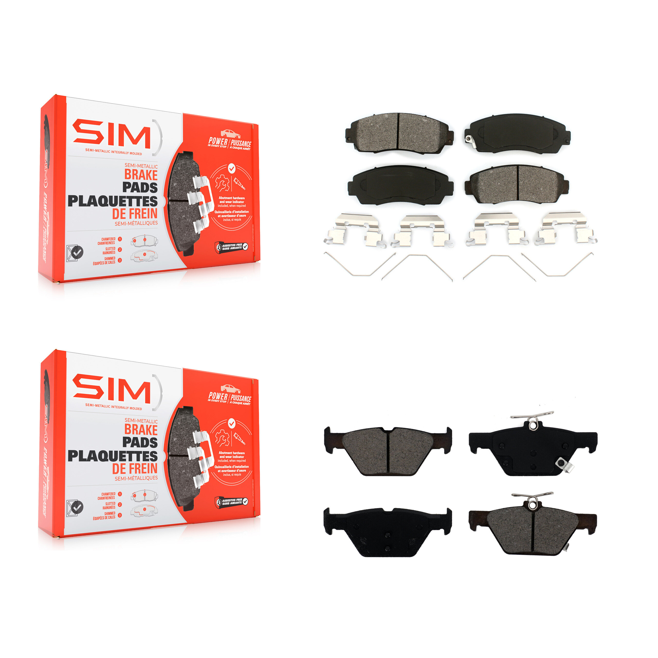 SIM KSM-100457 Disc Brake Pad for 2016-2019 Subaru Legacy - Front and Rear