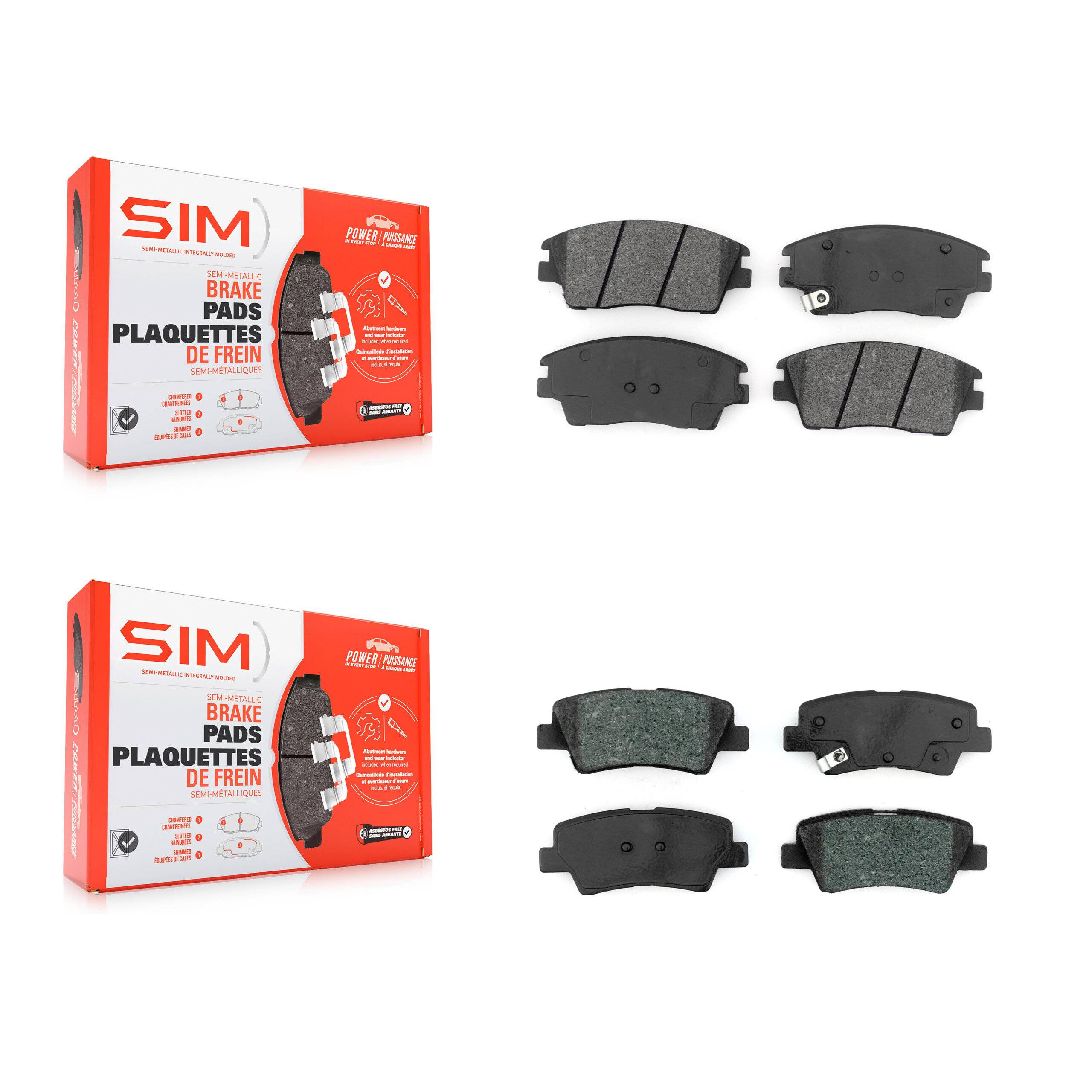 SIM KSM-100471 Disc Brake Pad for 2017-2020 Hyundai Elantra - Front and Rear