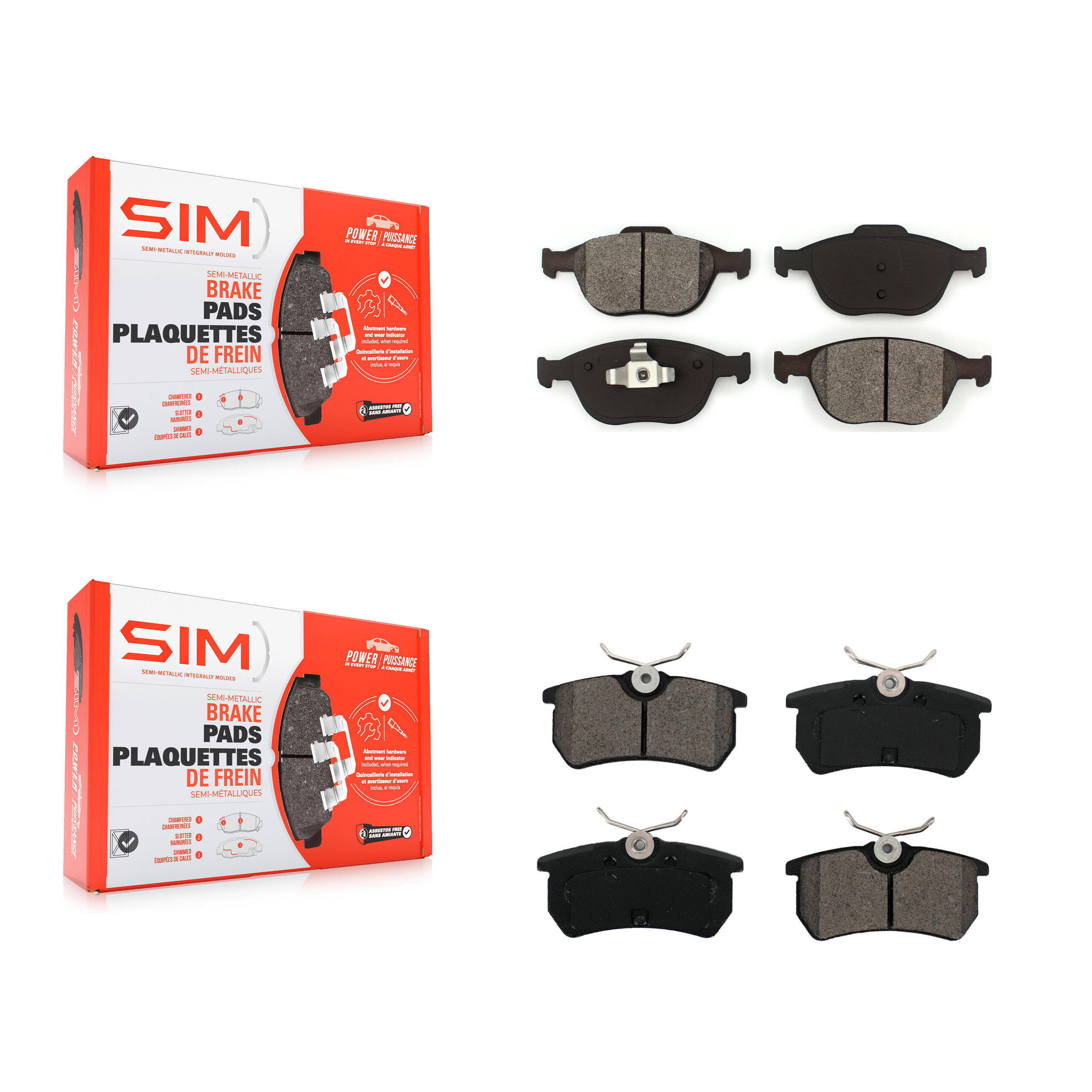 SIM KSM-100478 Disc Brake Pad for 2002-2004 Ford Focus - Front and Rear