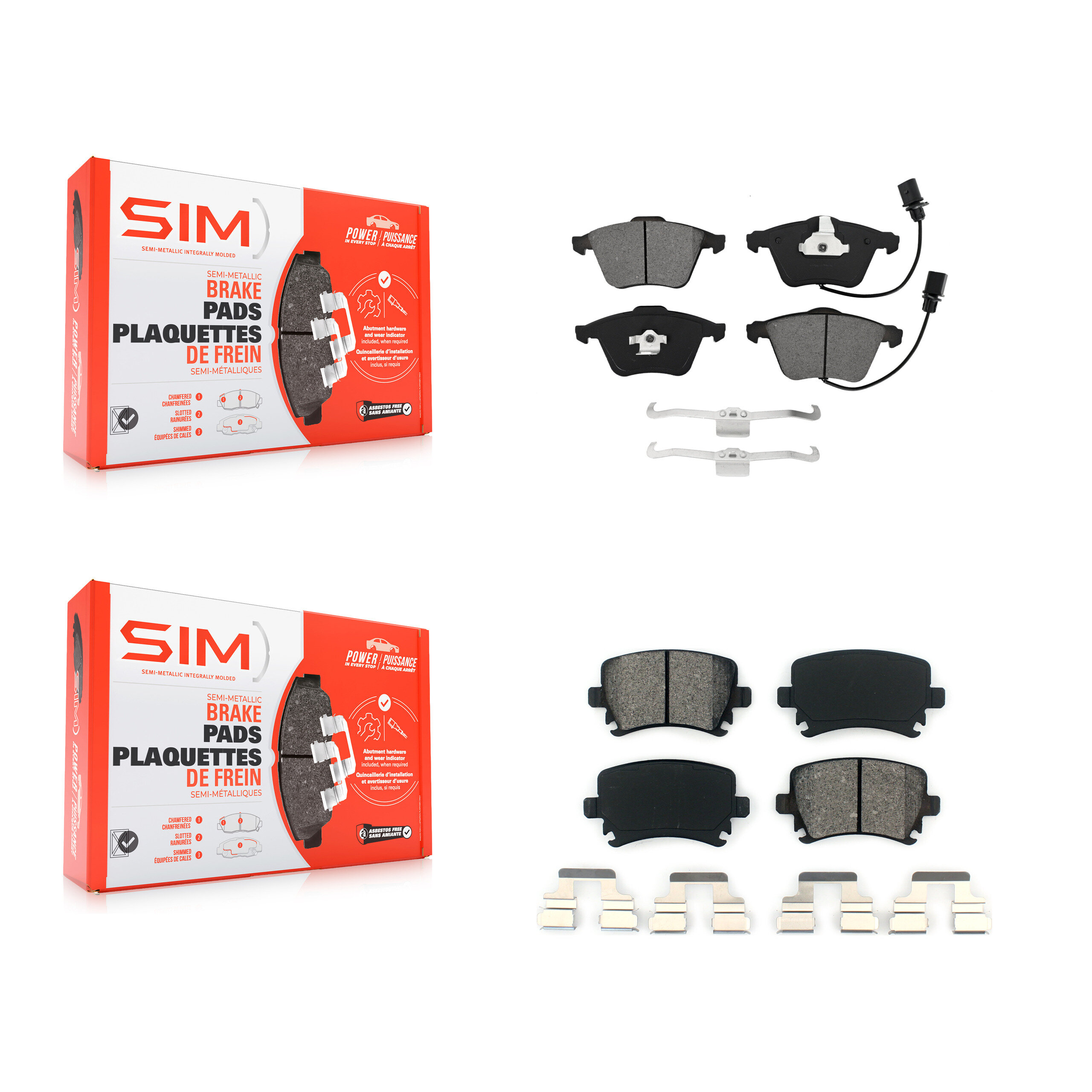 SIM - KSM-100491 - Front and Rear Disc Brake Pad Kits
