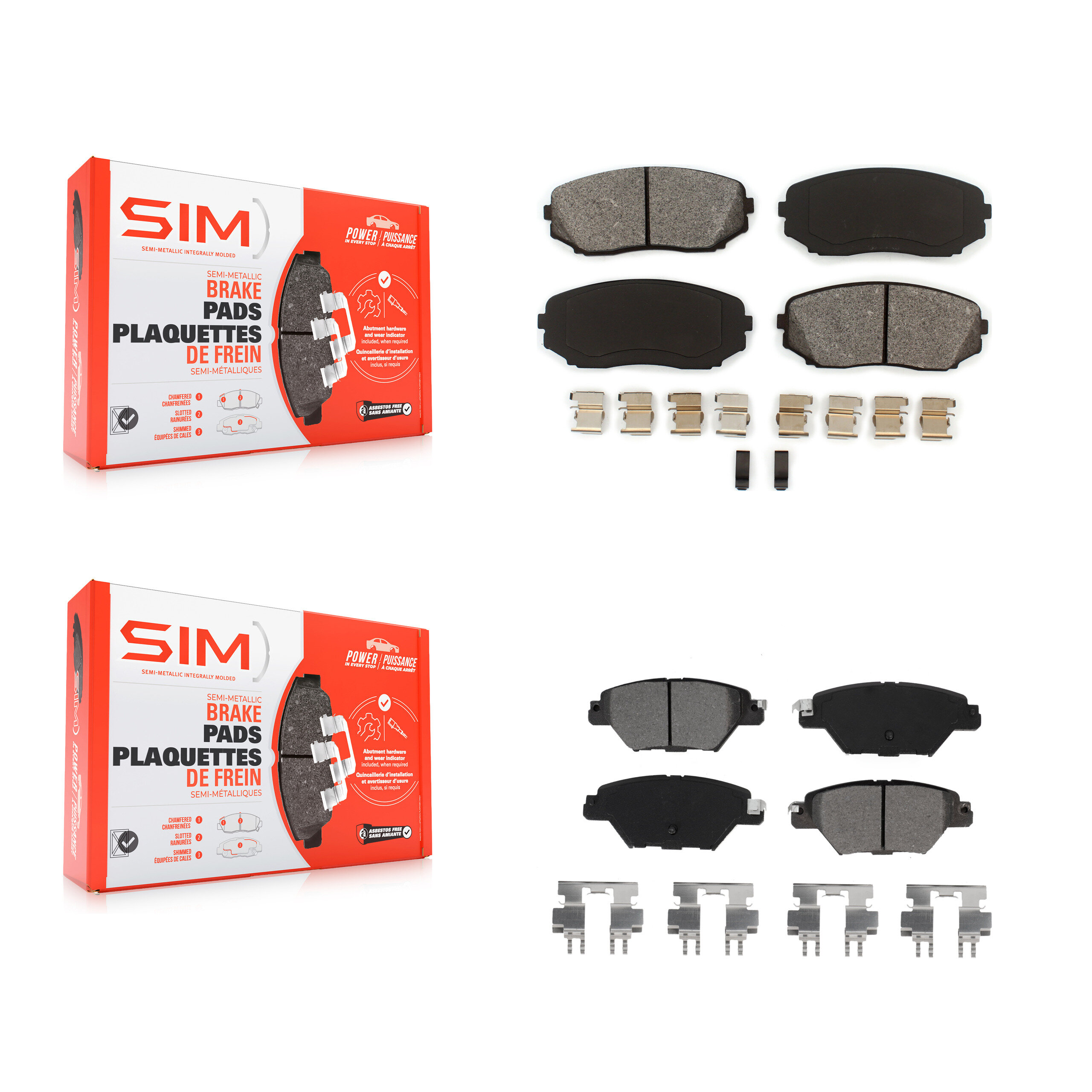SIM - KSM-100493 - Front and Rear Disc Brake Pad Kits