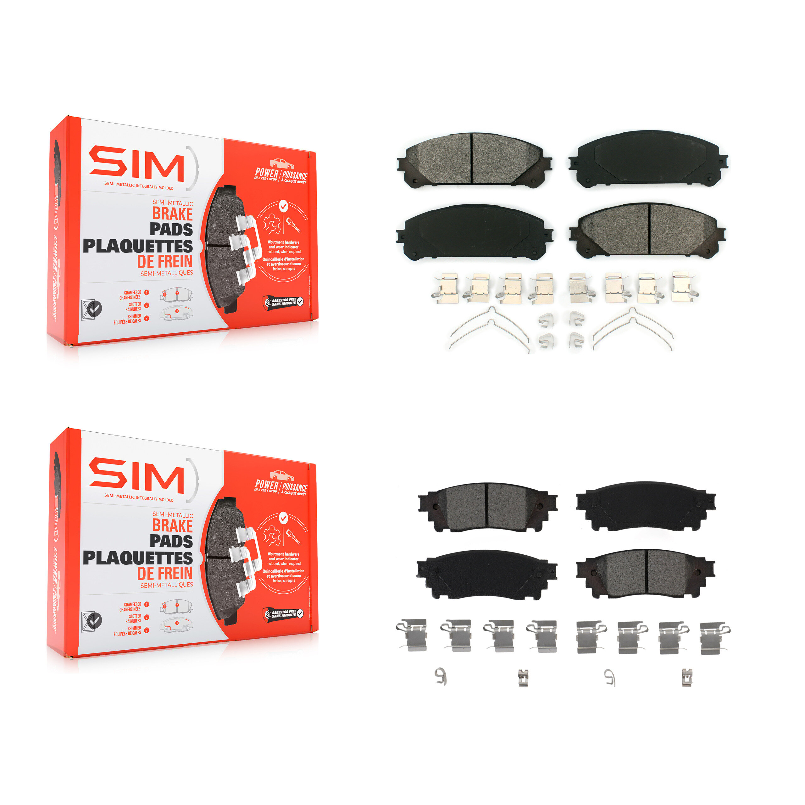 SIM - KSM-100496 - Front and Rear Disc Brake Pad Kits