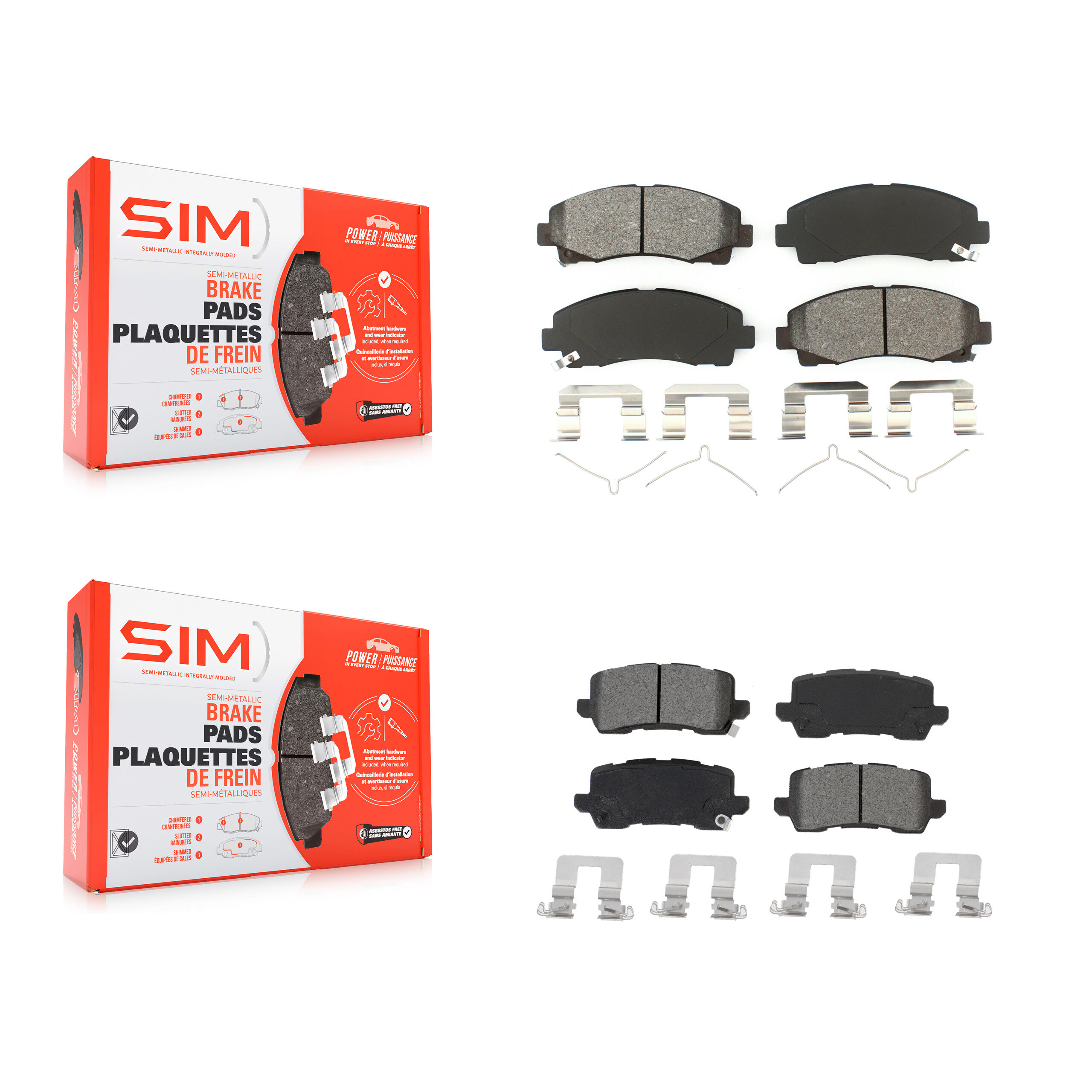 SIM - KSM-100508 - Front and Rear Disc Brake Pad Kits