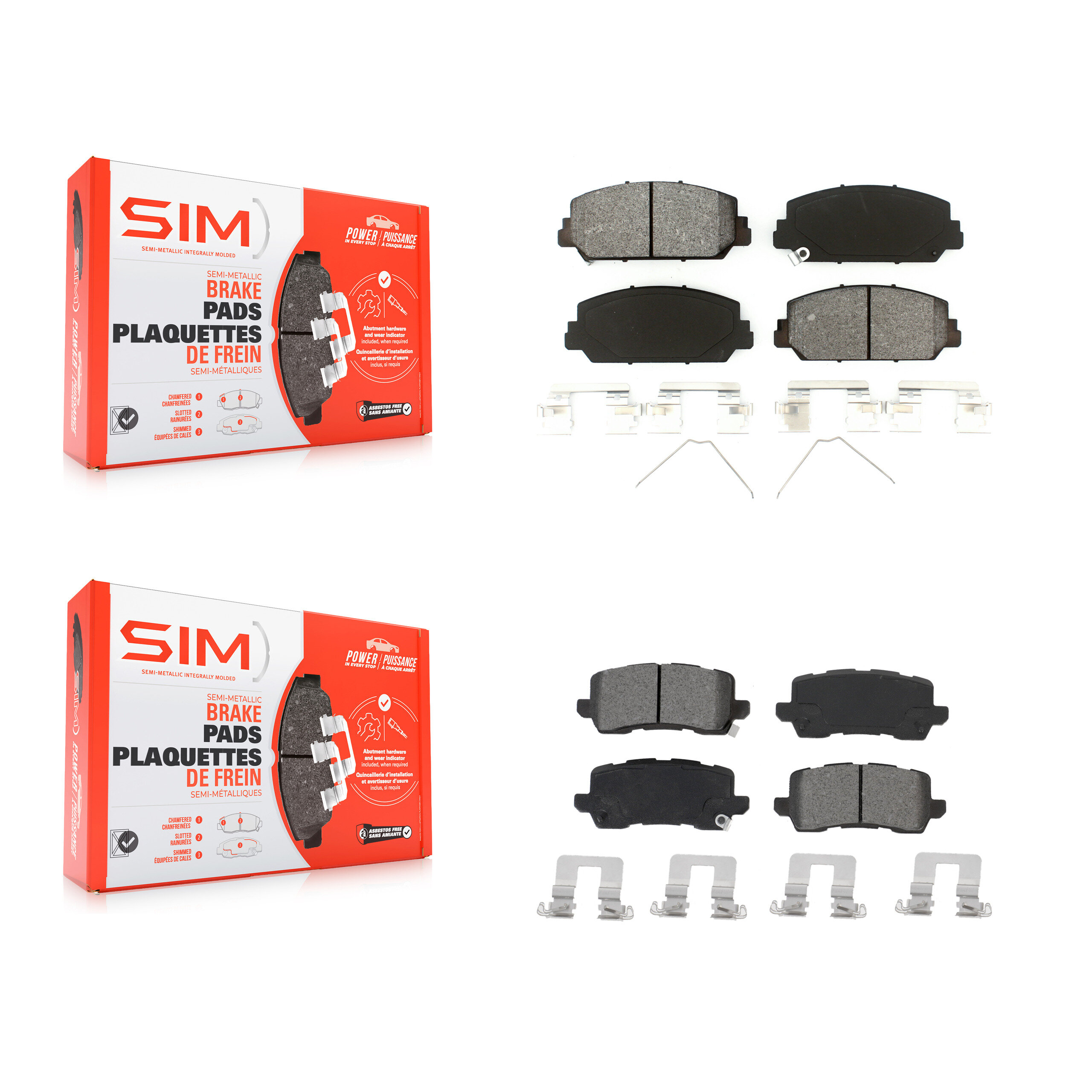 SIM - KSM-100513 - Front and Rear Disc Brake Pad Kits