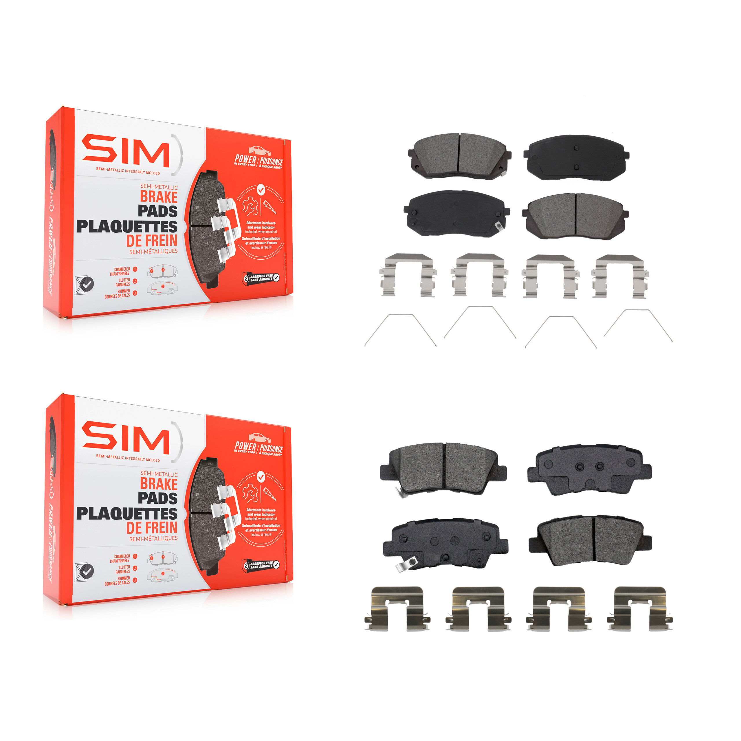 SIM - KSM-100528 - Front and Rear Disc Brake Pad Kits