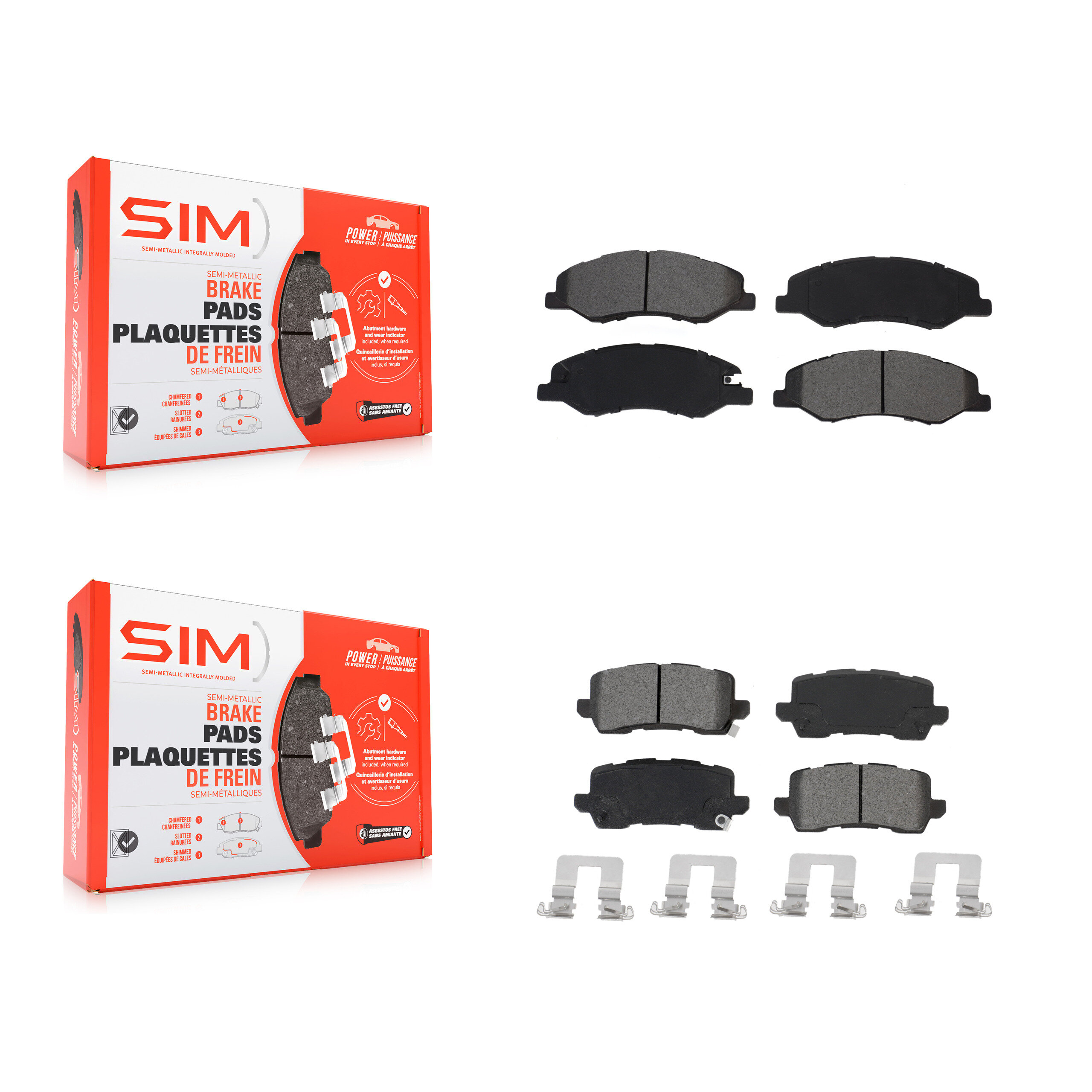 SIM KSM-100535 Disc Brake Pad for 2018-2023 Honda Odyssey - Front and Rear